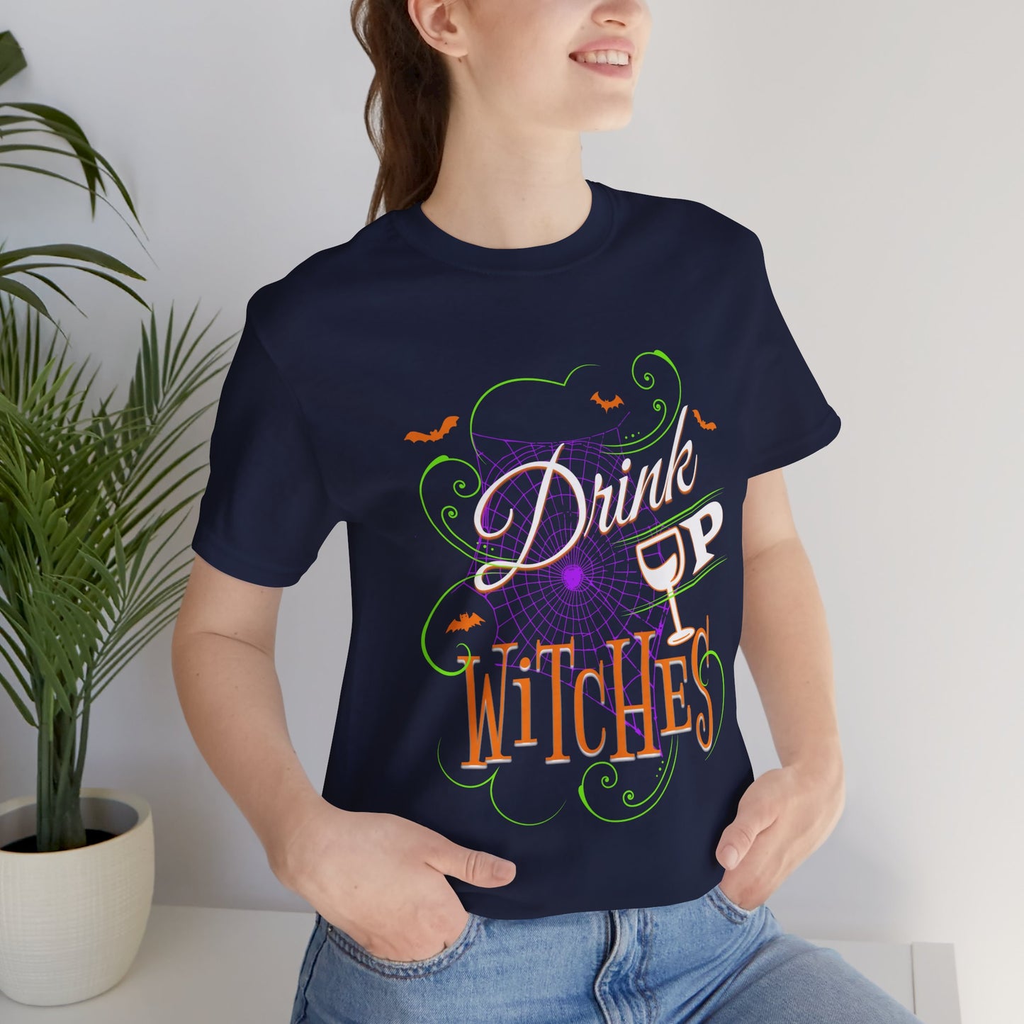 Drink Up Witches | Funny Halloween Spiderwebs and Bats T-Shirt