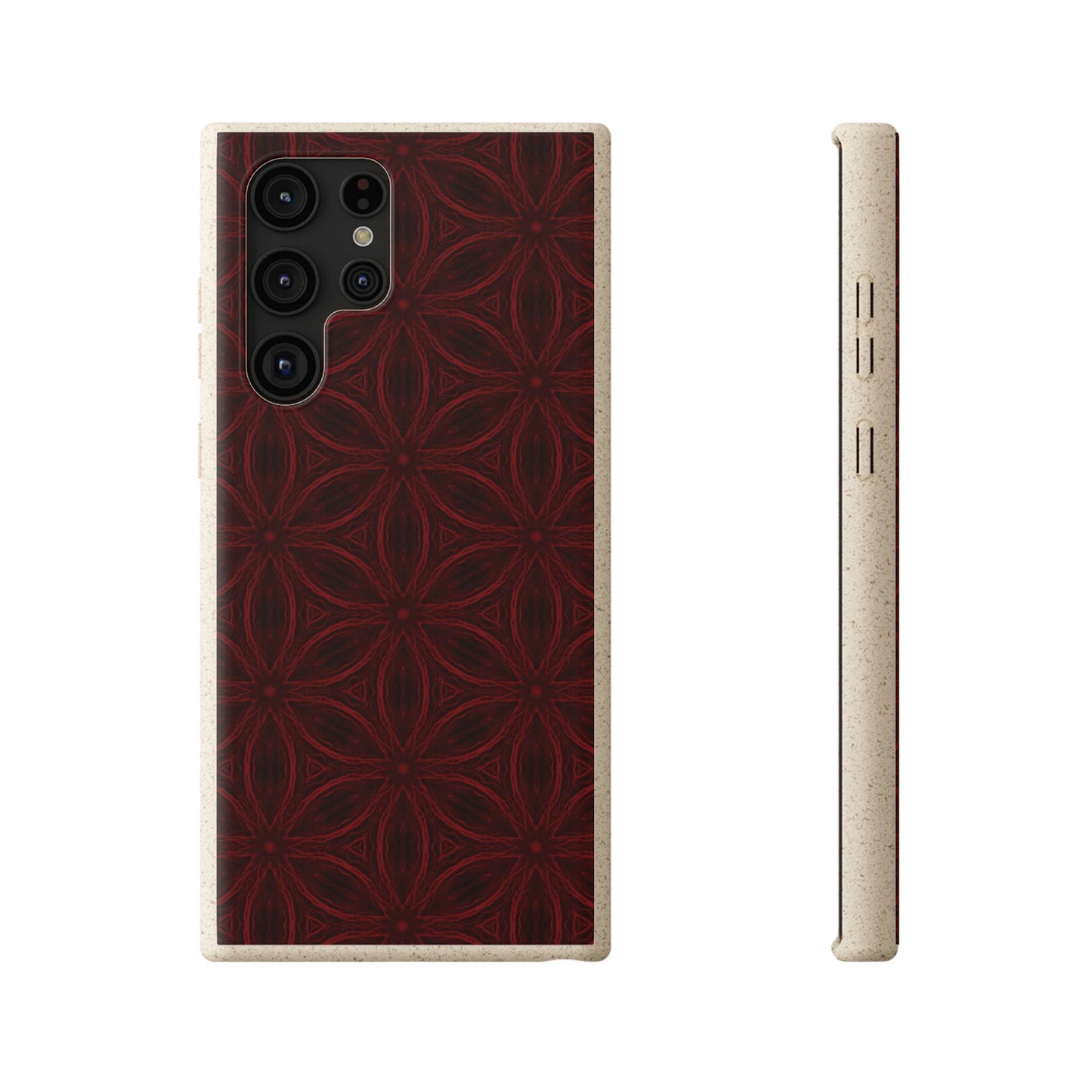 Deep Burgundy and Black Patterned Biodegradable Phone Case
