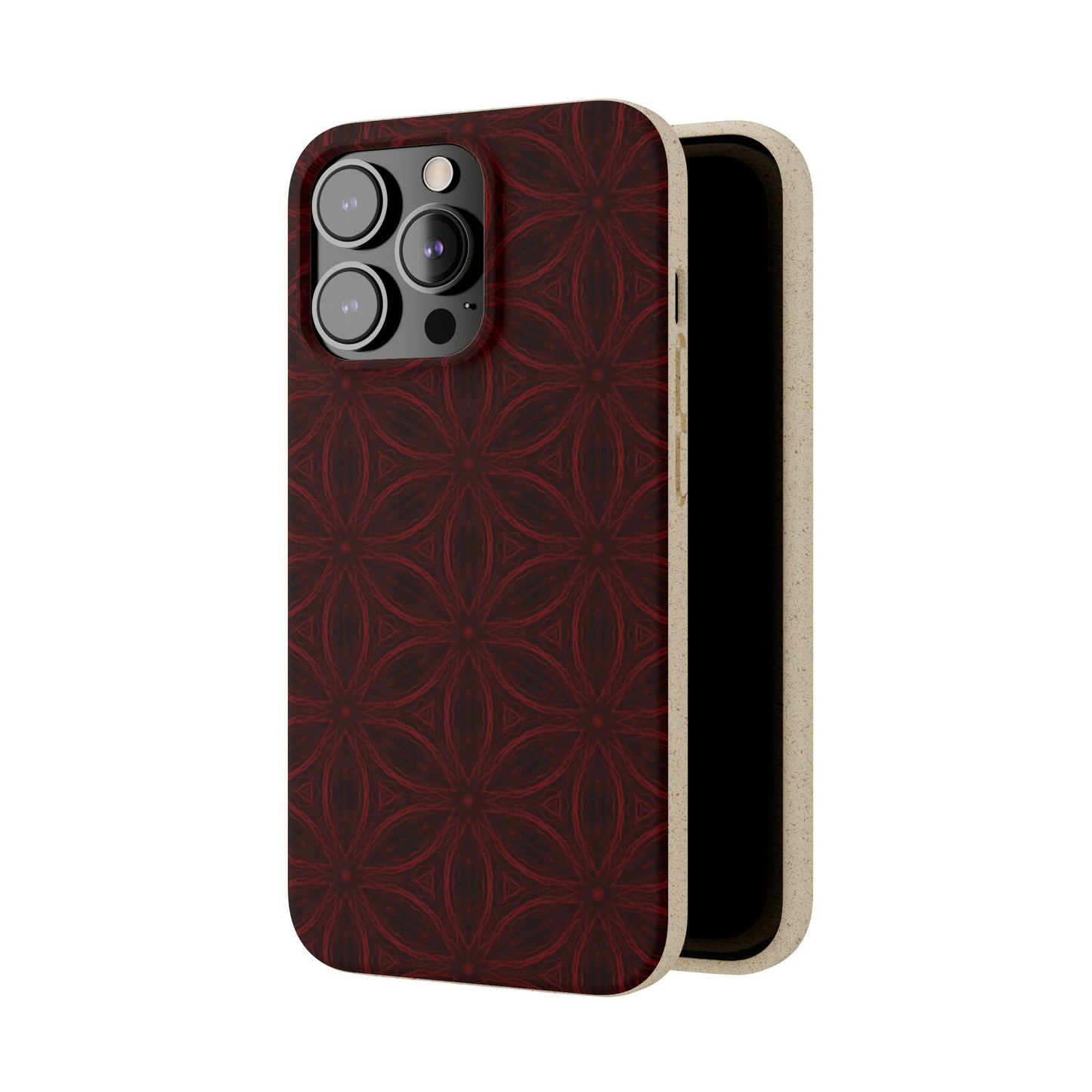 Deep Burgundy and Black Patterned Biodegradable Phone Case