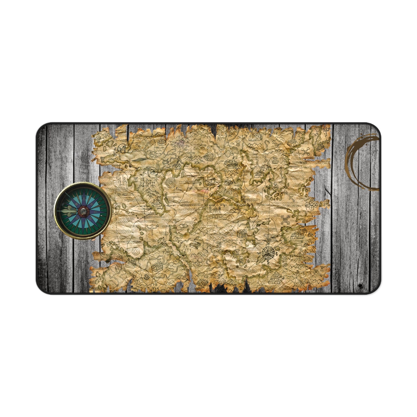 Vintage Pirate's Treasure Map Desk Mat - Nautical Decor