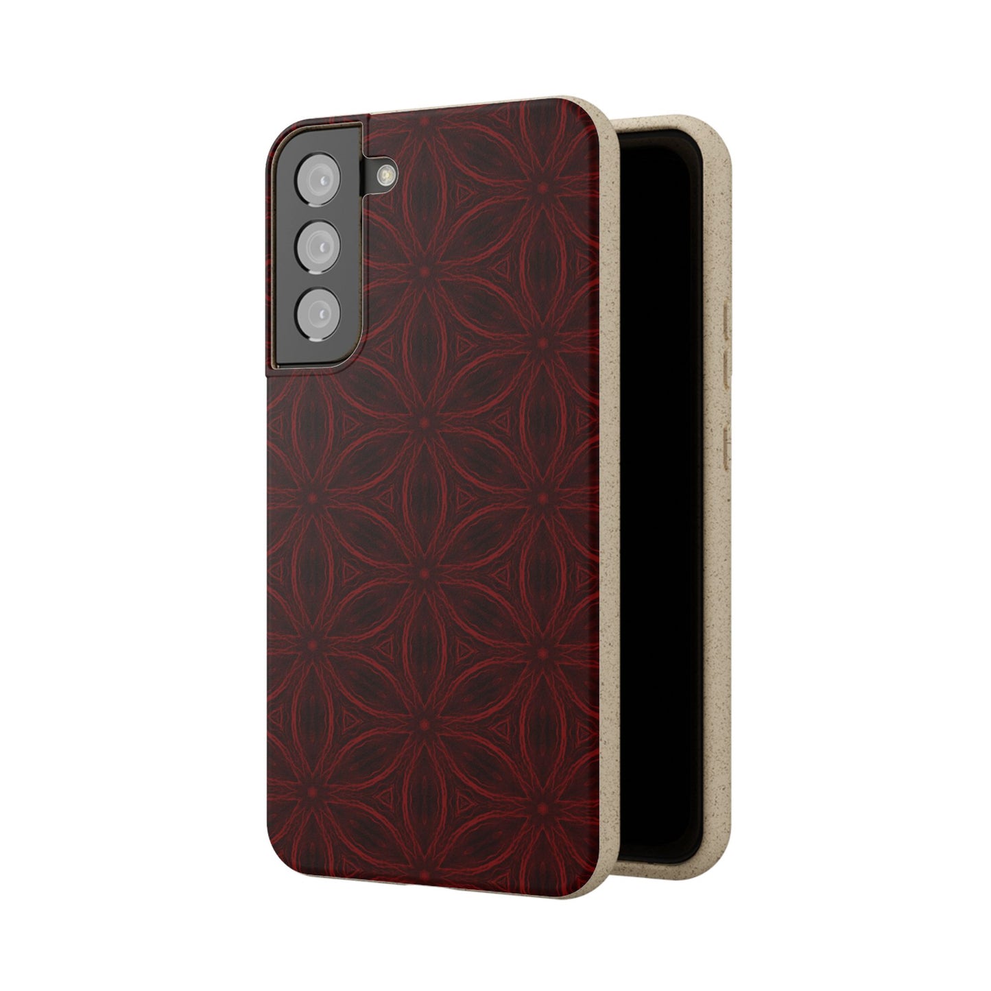 Deep Burgundy and Black Patterned Biodegradable Phone Case