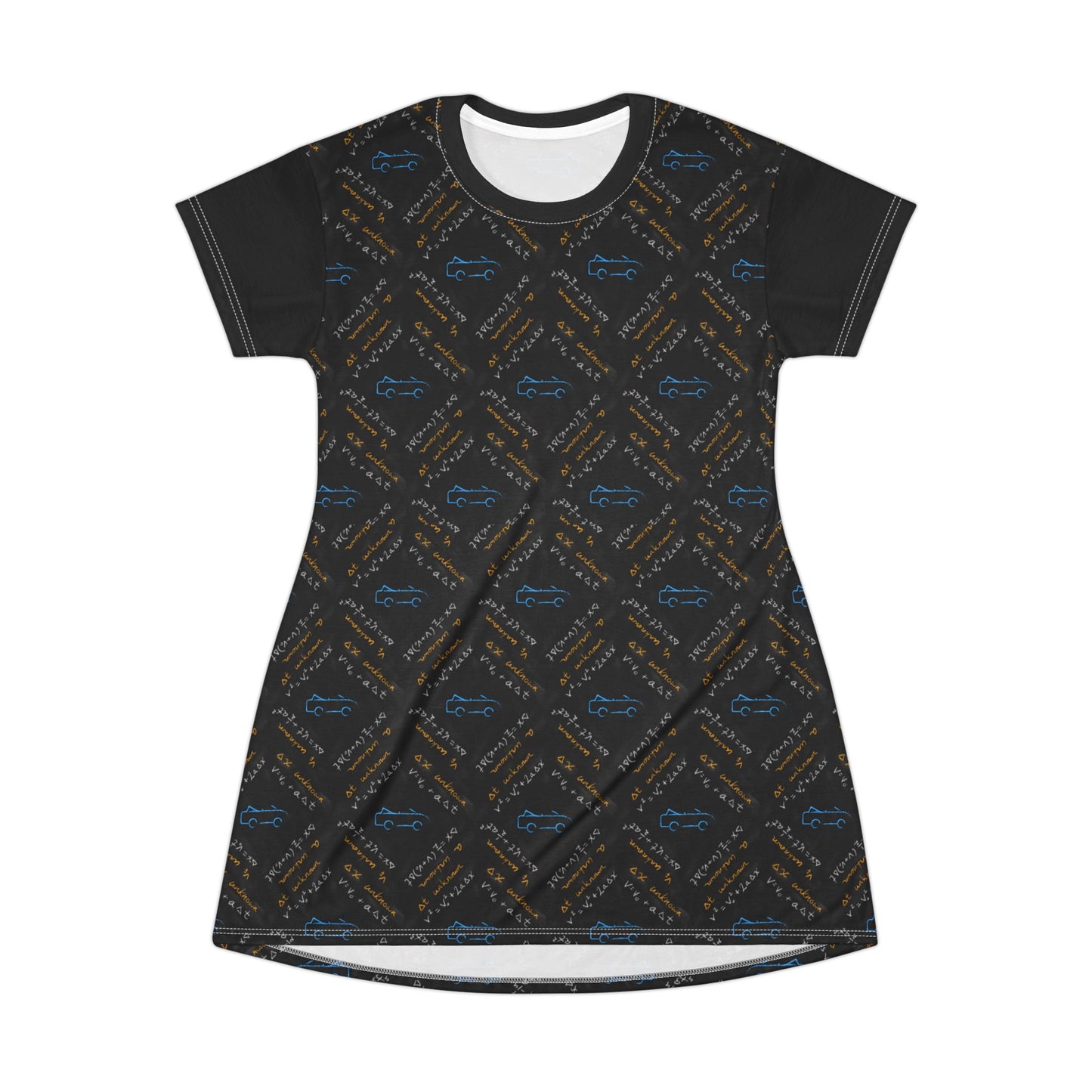 T-Shirt Dress | Physics Chalkboard: Kinematic Equations | Science Teacher Tunic