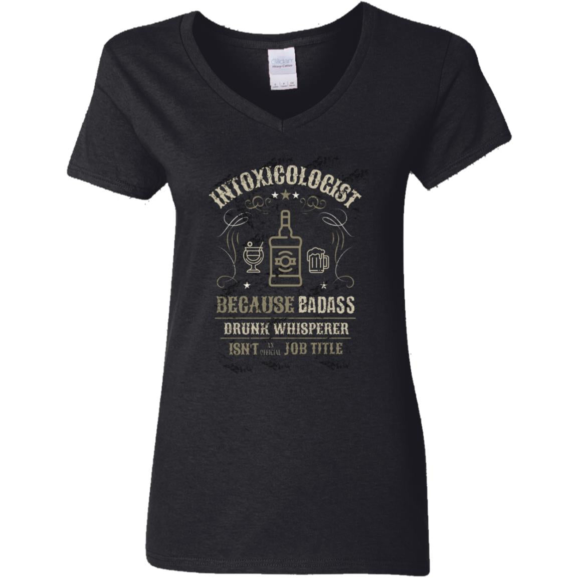 Intoxicologist V-Neck Tee for Female Bartenders - Funny Grunge Bar Shirt