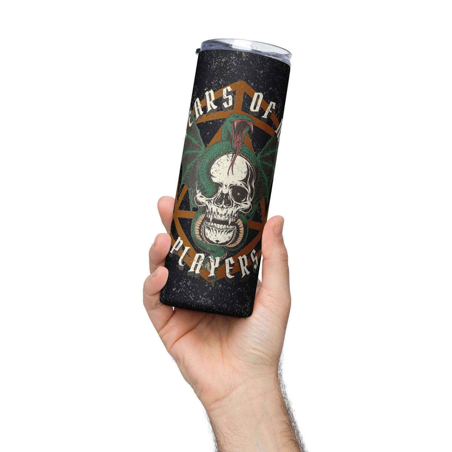 Grunge Wyrm and Vampire Skull Skinny Insulated Tumbler - "Tears of My Players"