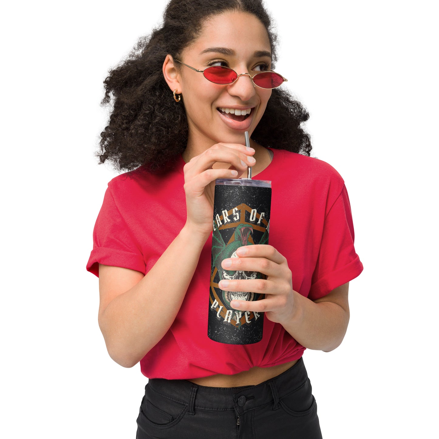 Grunge Wyrm and Vampire Skull Skinny Insulated Tumbler - "Tears of My Players"