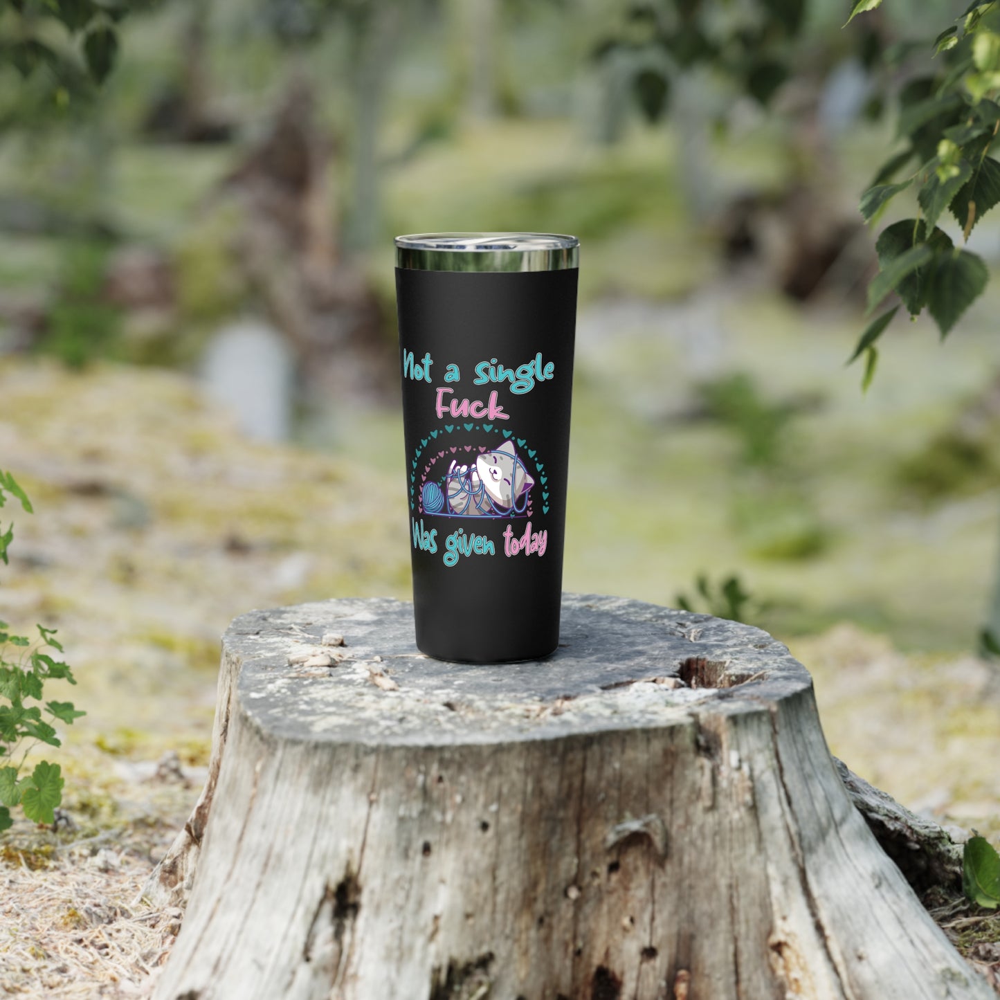 Cute Cat IDGAF | Funny Not a Single F*ck Was Given | Copper Vacuum Insulated Tumbler, 22oz