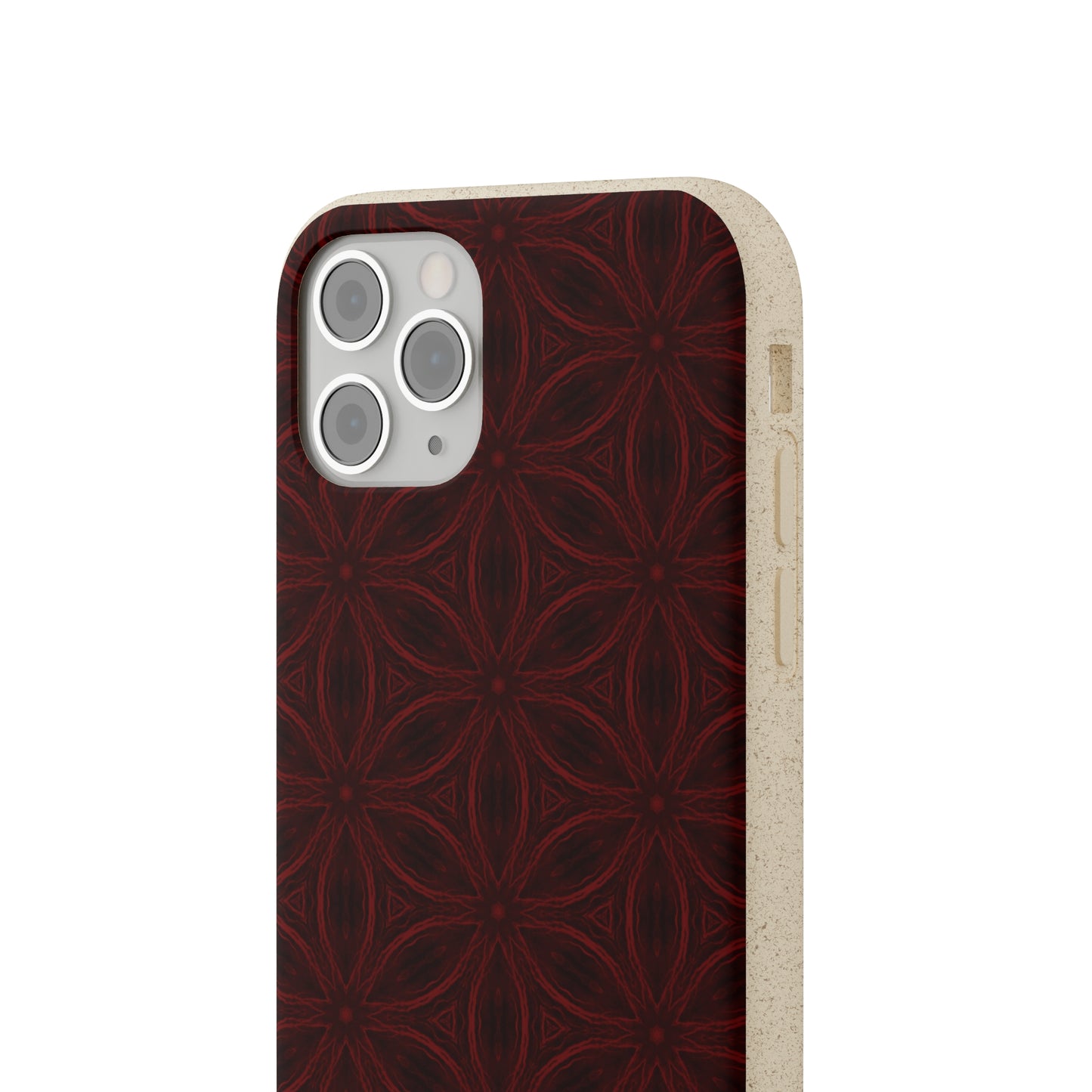 Deep Burgundy and Black Patterned Biodegradable Phone Case