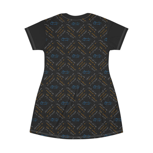 T-Shirt Dress | Physics Chalkboard: Kinematic Equations | Science Teacher Tunic