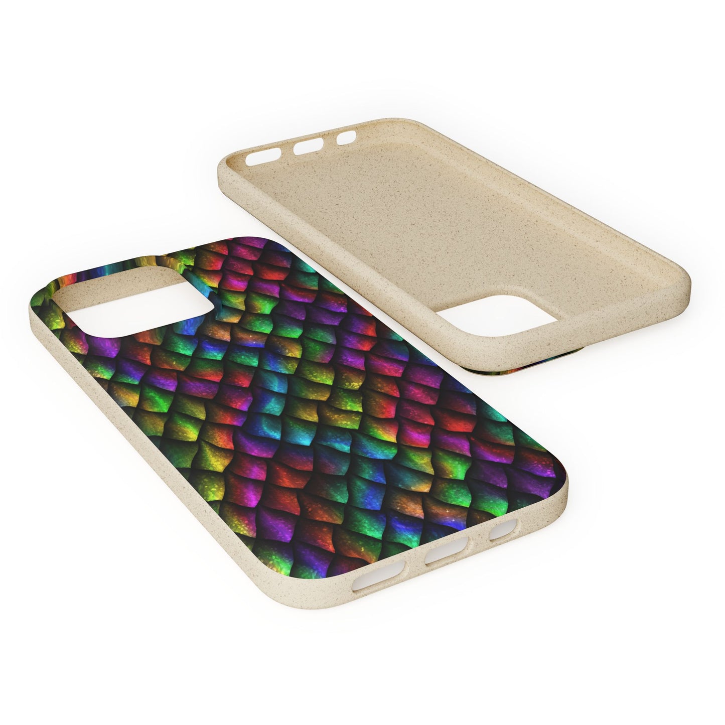 Biodegradable Dragon Scale Pattern Phone Case - Black Rainbow Colors | Eco-Friendly