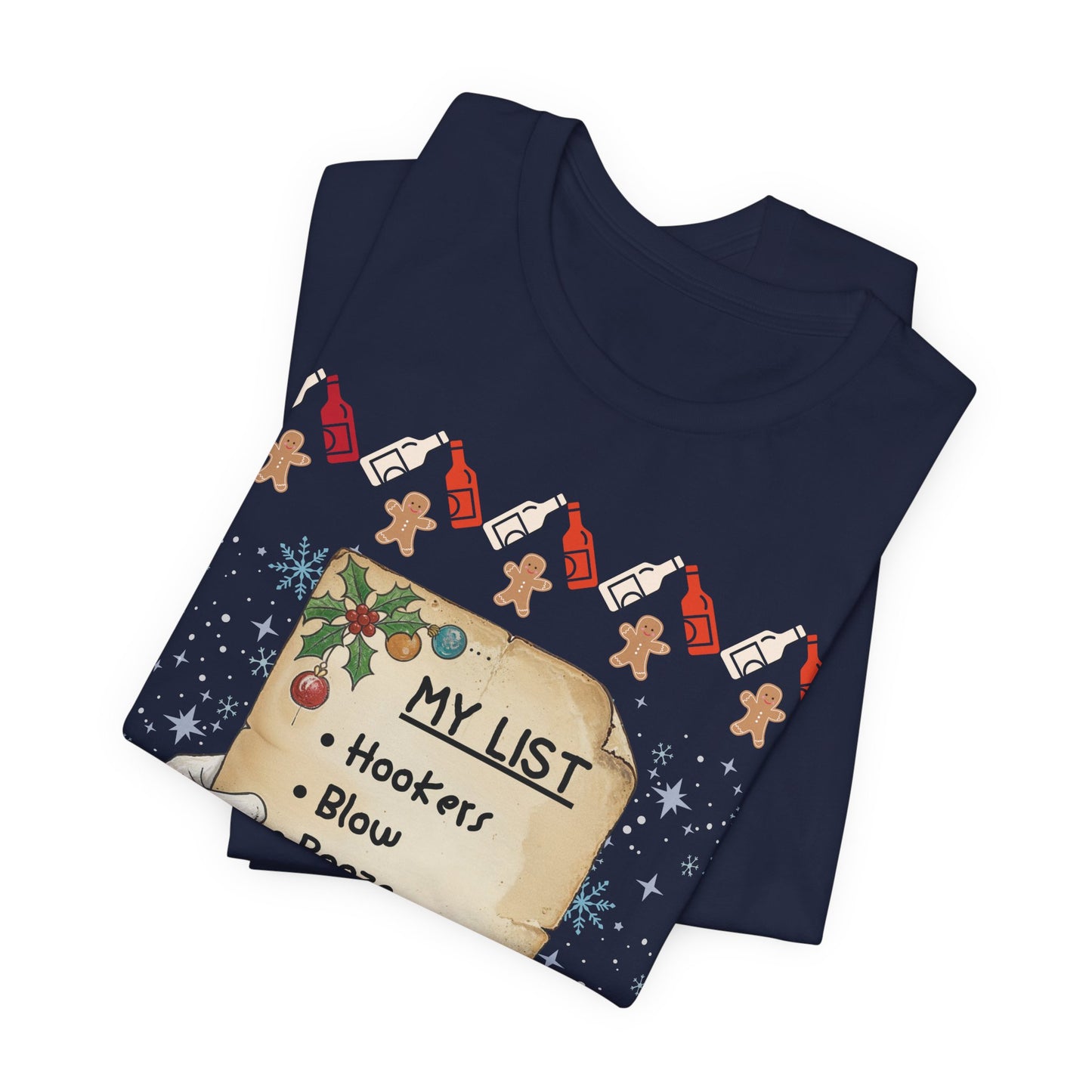 Crude Funny Santa Christmas List Ugly Sweater Style | Adult Holiday Humor Tee