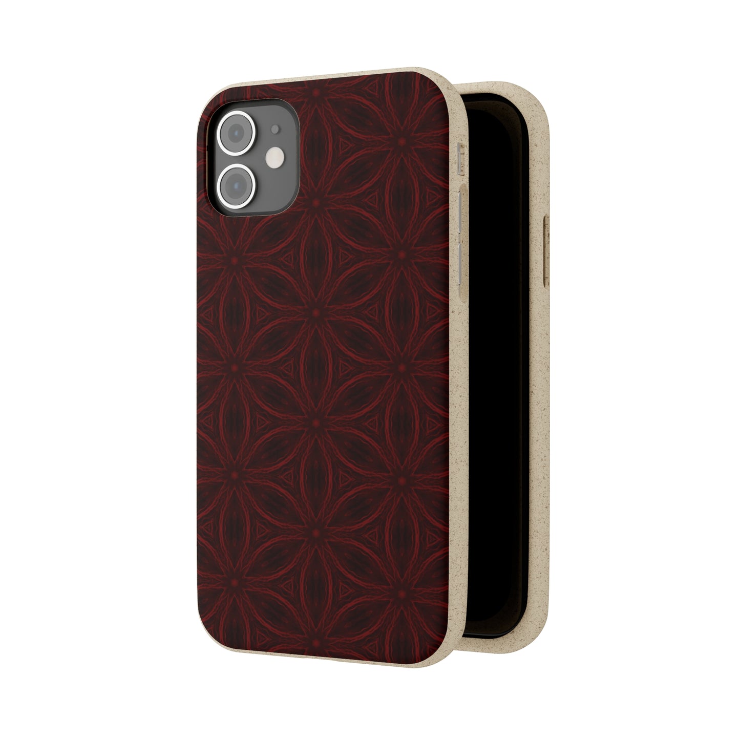 Deep Burgundy and Black Patterned Biodegradable Phone Case