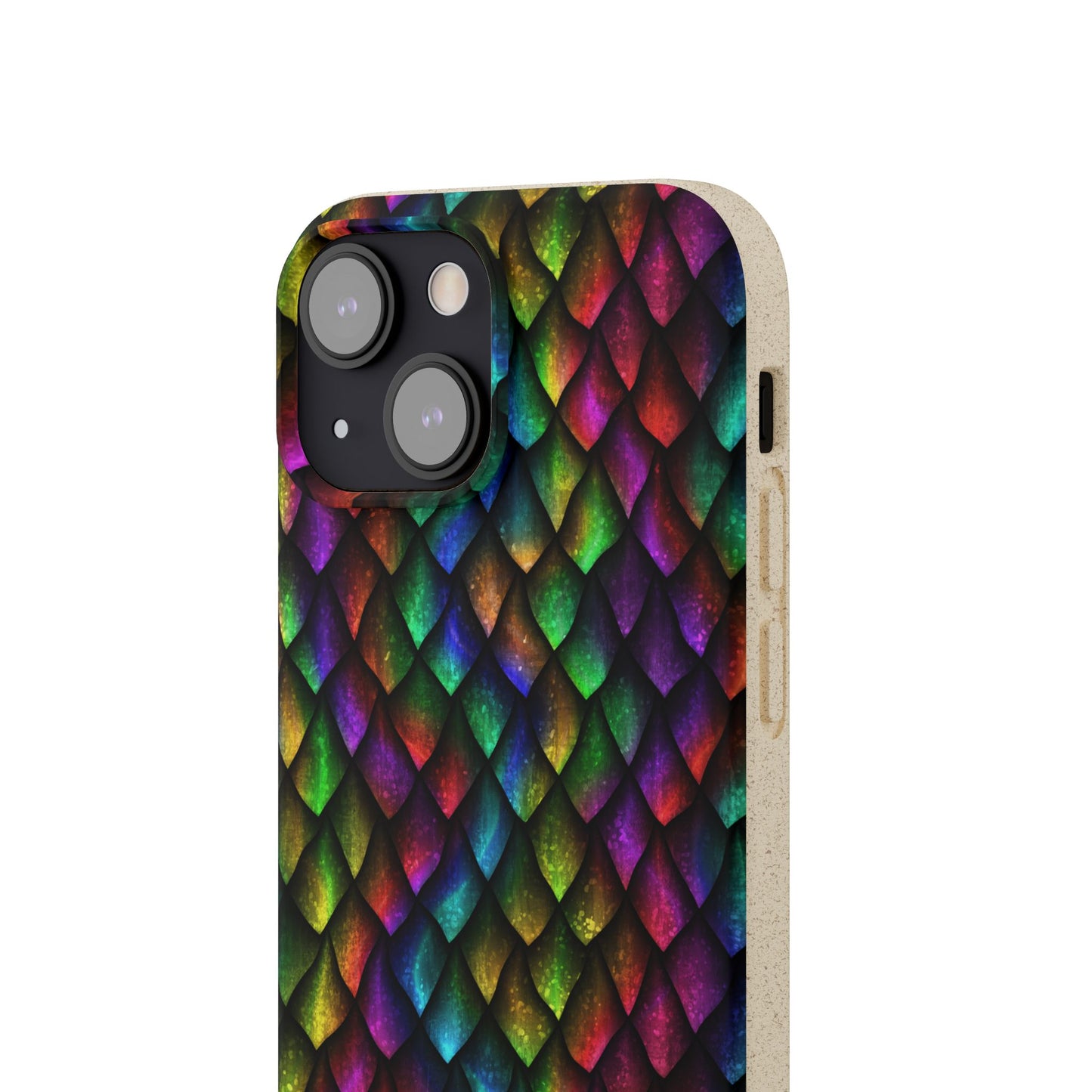 Biodegradable Dragon Scale Pattern Phone Case - Black Rainbow Colors | Eco-Friendly