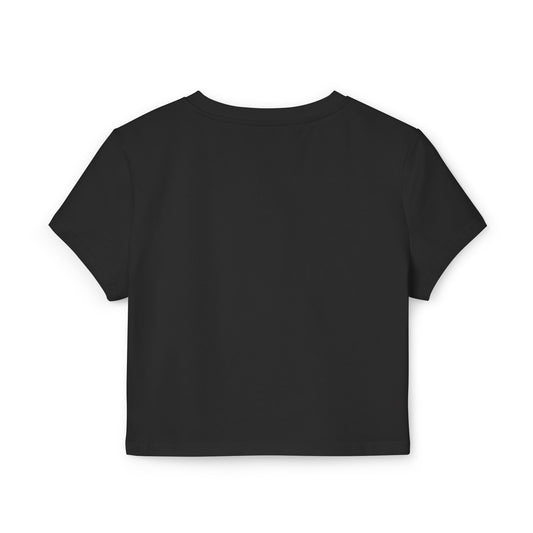 Crop Top - Black Halloween Tee with Spiderwebs and 'Drink Up Witches' Phrase
