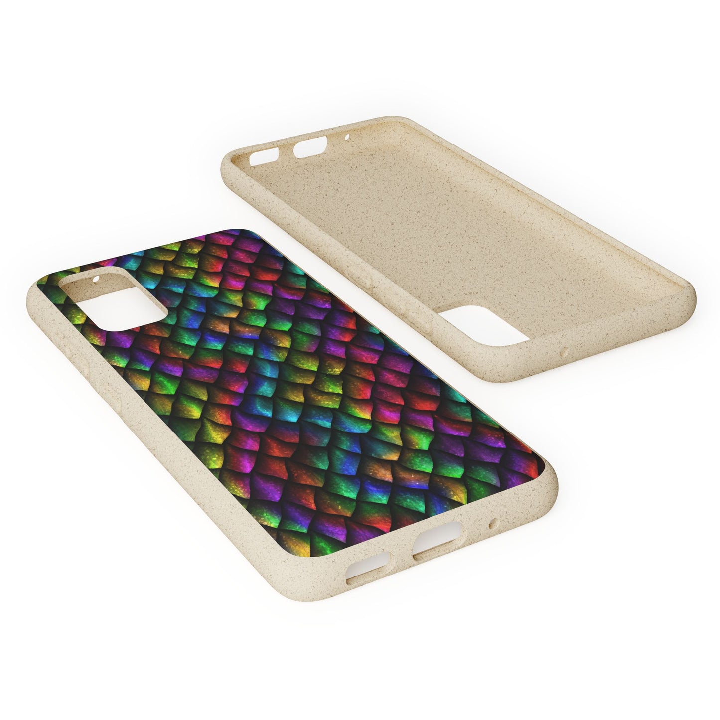 Biodegradable Dragon Scale Pattern Phone Case - Black Rainbow Colors | Eco-Friendly