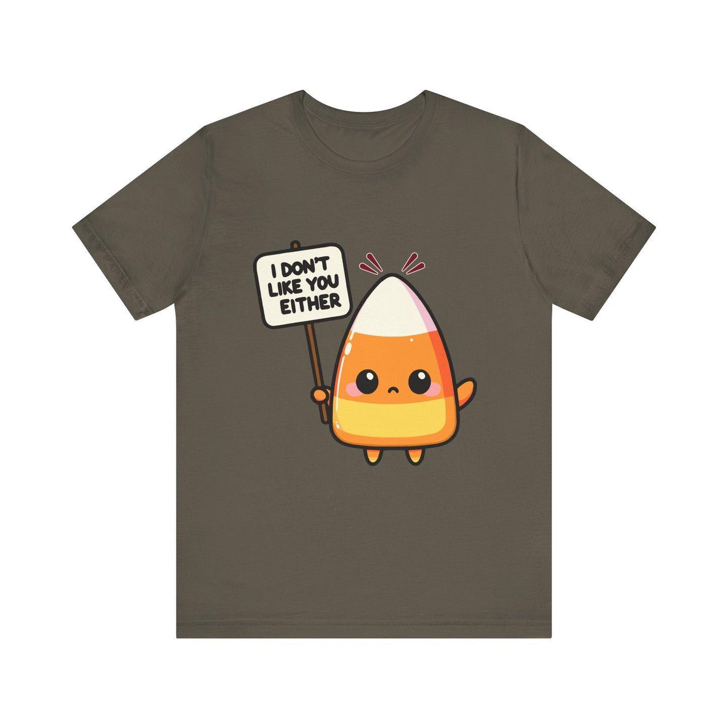 Halloween Candy Corn Tee "I Don't Like You Either" | Front and Back Graphic