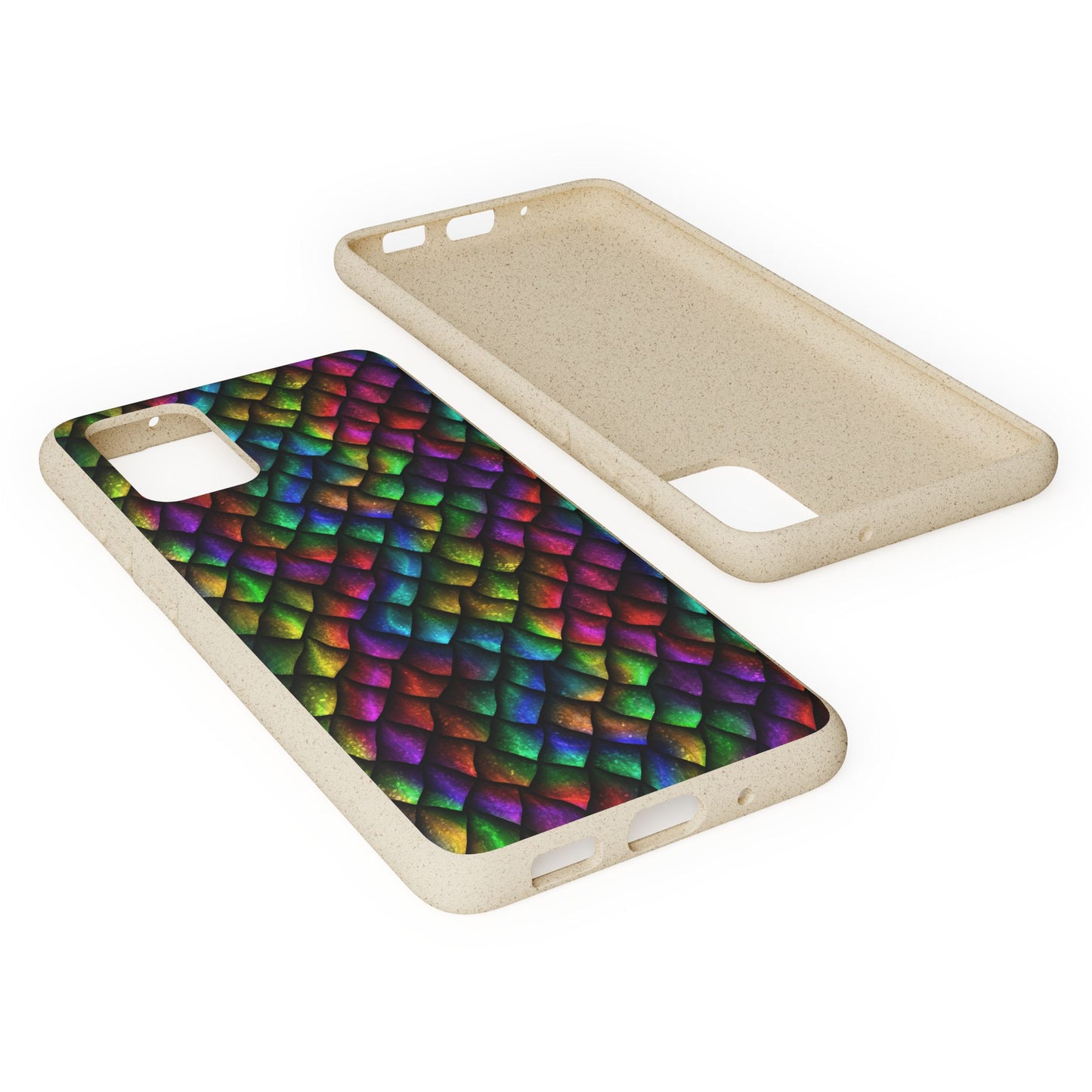 Biodegradable Dragon Scale Pattern Phone Case - Black Rainbow Colors | Eco-Friendly