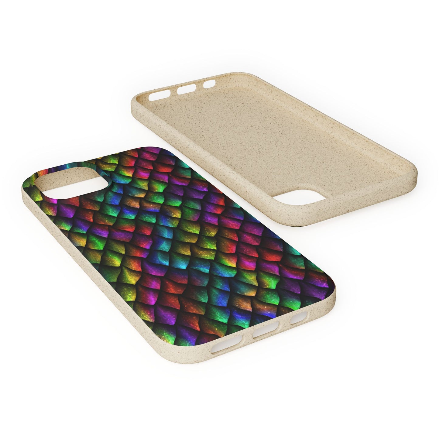 Biodegradable Dragon Scale Pattern Phone Case - Black Rainbow Colors | Eco-Friendly