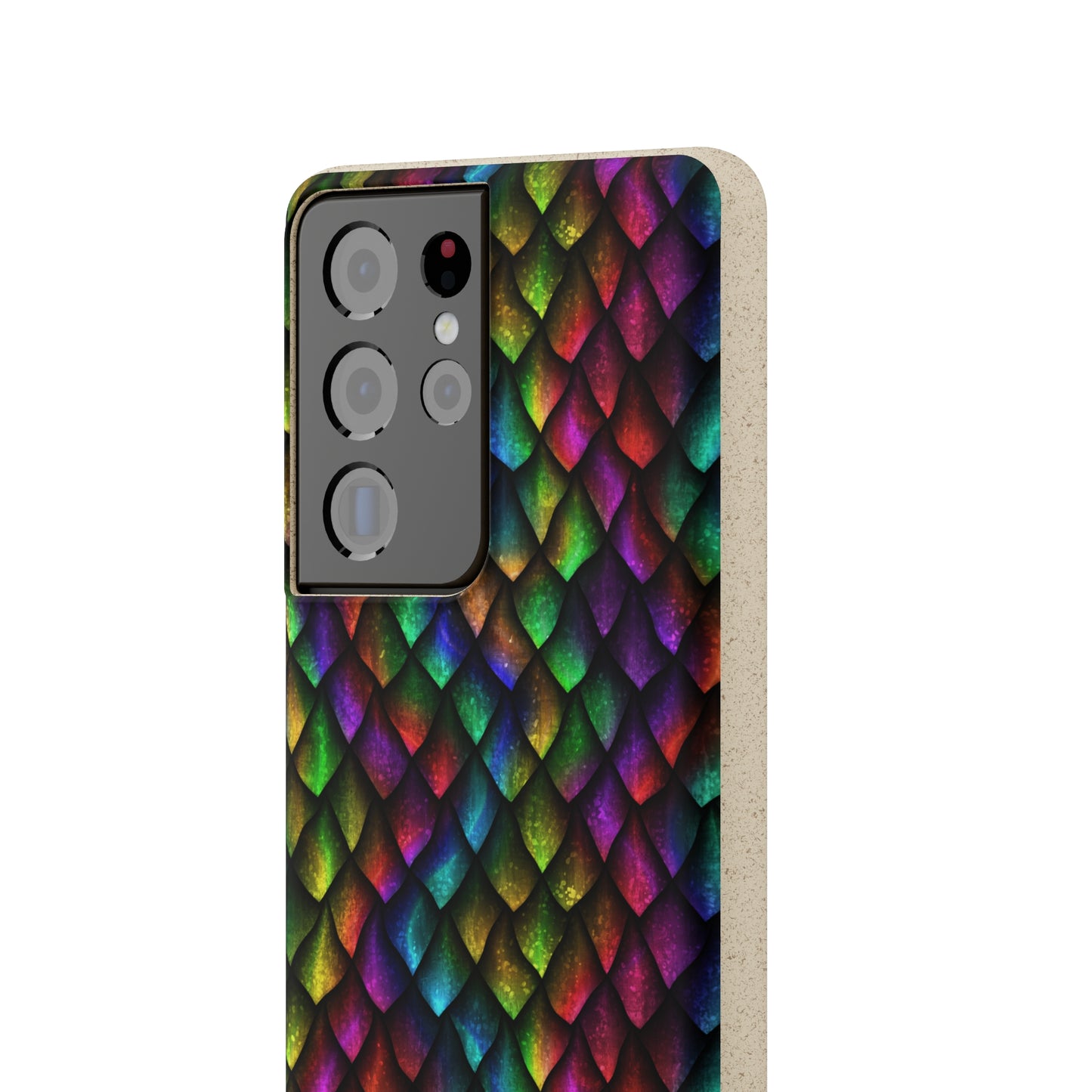 Biodegradable Dragon Scale Pattern Phone Case - Black Rainbow Colors | Eco-Friendly