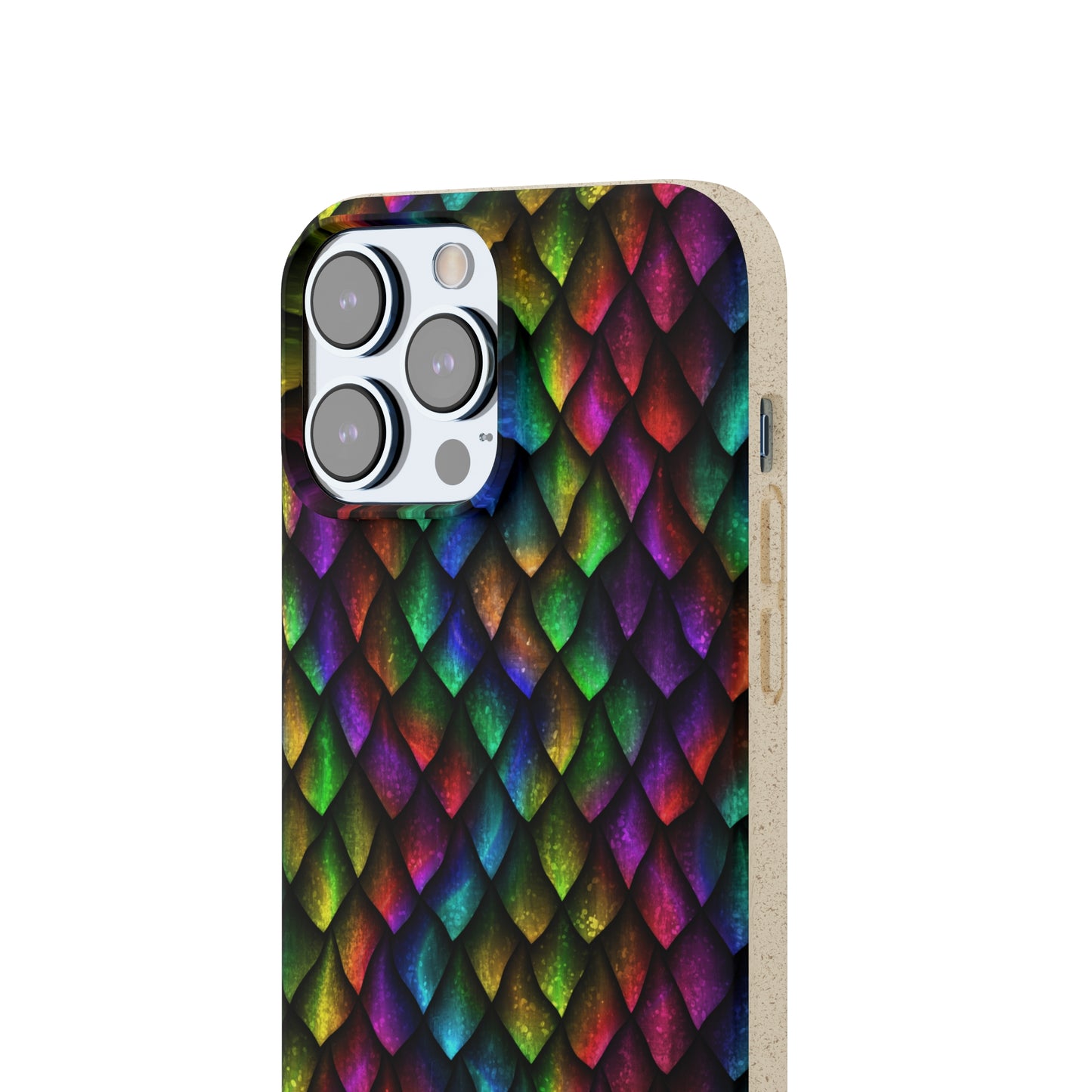 Biodegradable Dragon Scale Pattern Phone Case - Black Rainbow Colors | Eco-Friendly