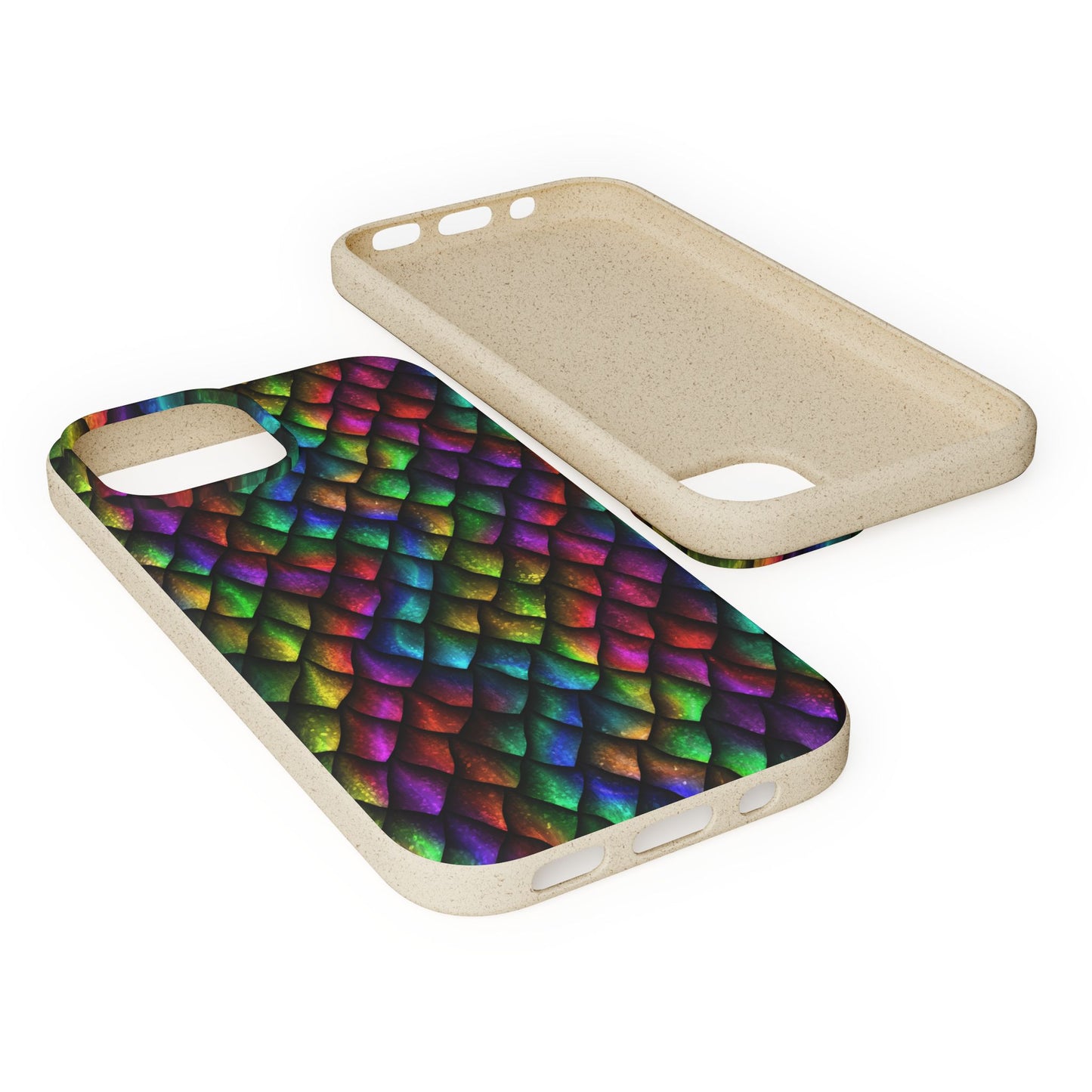 Biodegradable Dragon Scale Pattern Phone Case - Black Rainbow Colors | Eco-Friendly