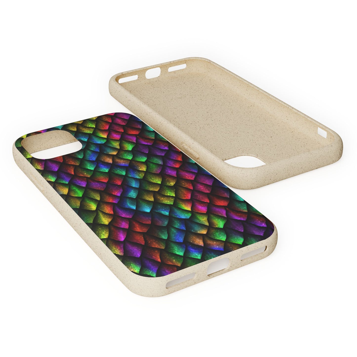 Biodegradable Dragon Scale Pattern Phone Case - Black Rainbow Colors | Eco-Friendly