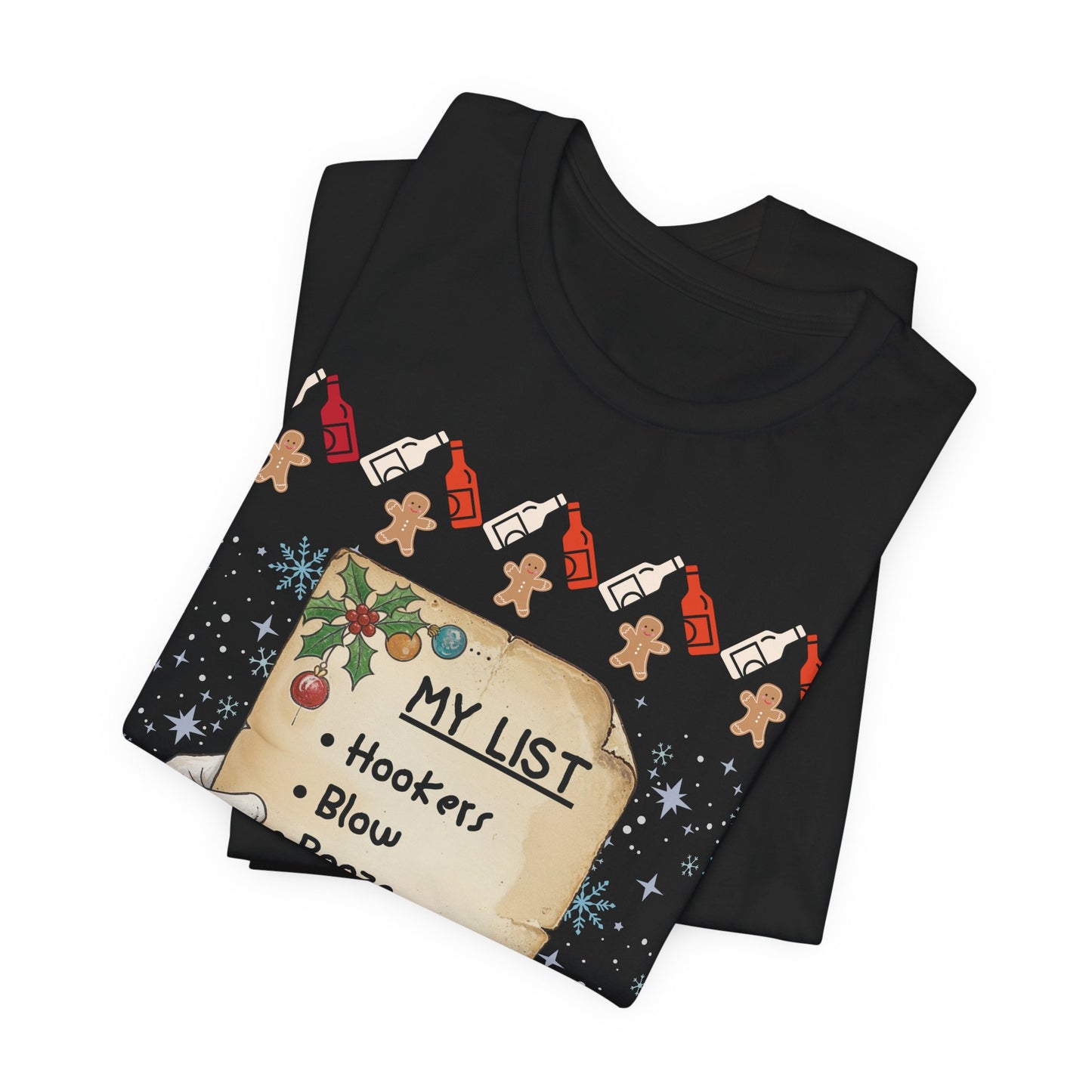 Crude Funny Santa Christmas List Ugly Sweater Style | Adult Holiday Humor Tee