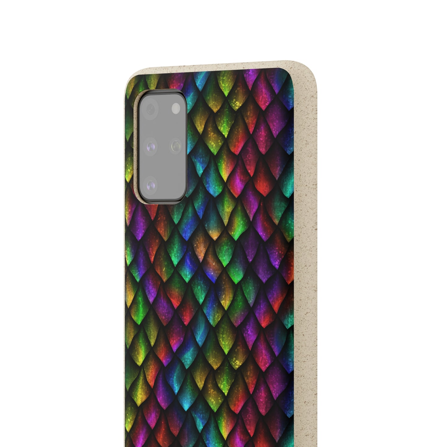 Biodegradable Dragon Scale Pattern Phone Case - Black Rainbow Colors | Eco-Friendly