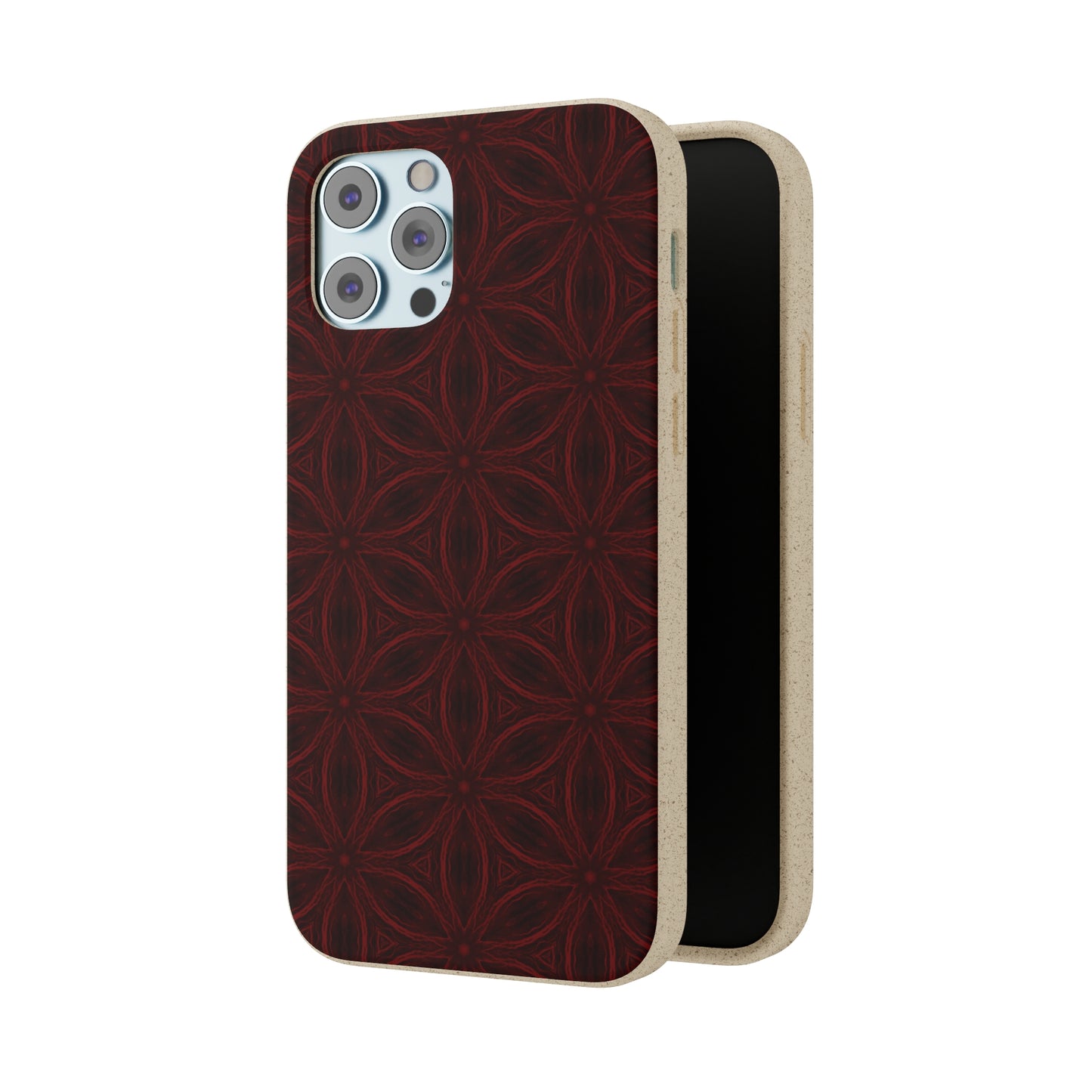 Deep Burgundy and Black Patterned Biodegradable Phone Case