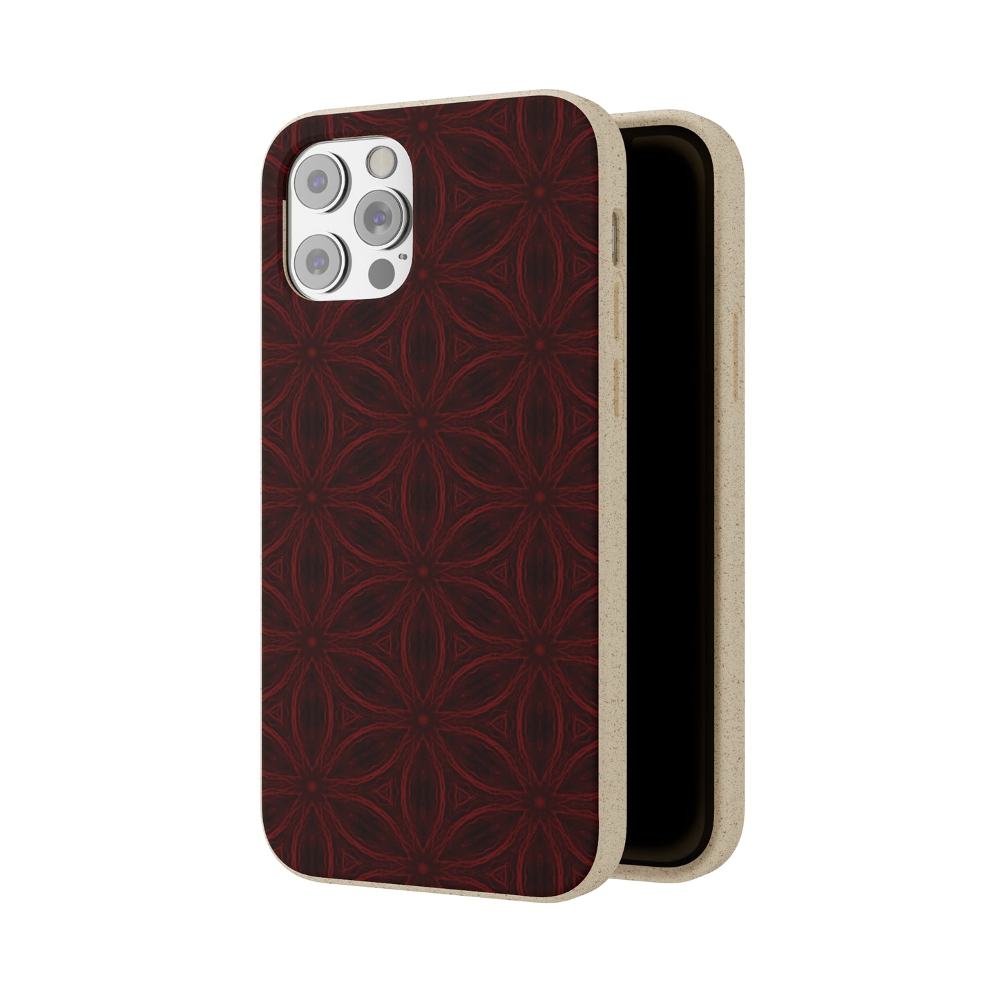 Deep Burgundy and Black Patterned Biodegradable Phone Case