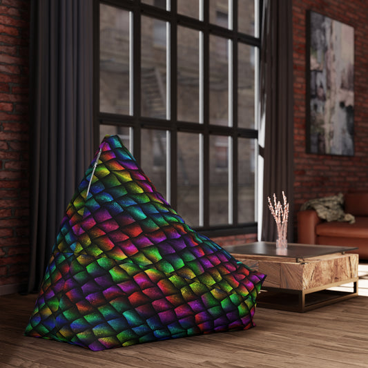 Dragon Scale Pattern Beanbag Chair Cover - Dark Rainbow Colors