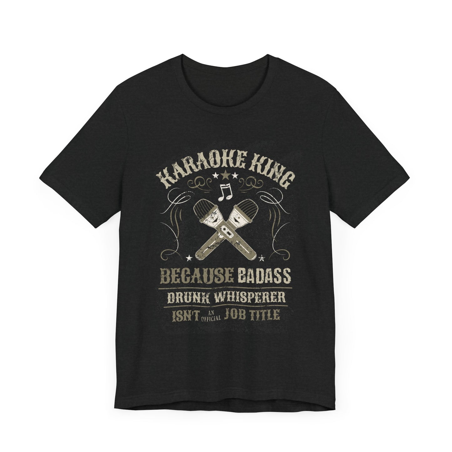 Karaoke King T-Shirt | Funny Drunk Whisperer Tee | Distressed Vintage Style Mic Design