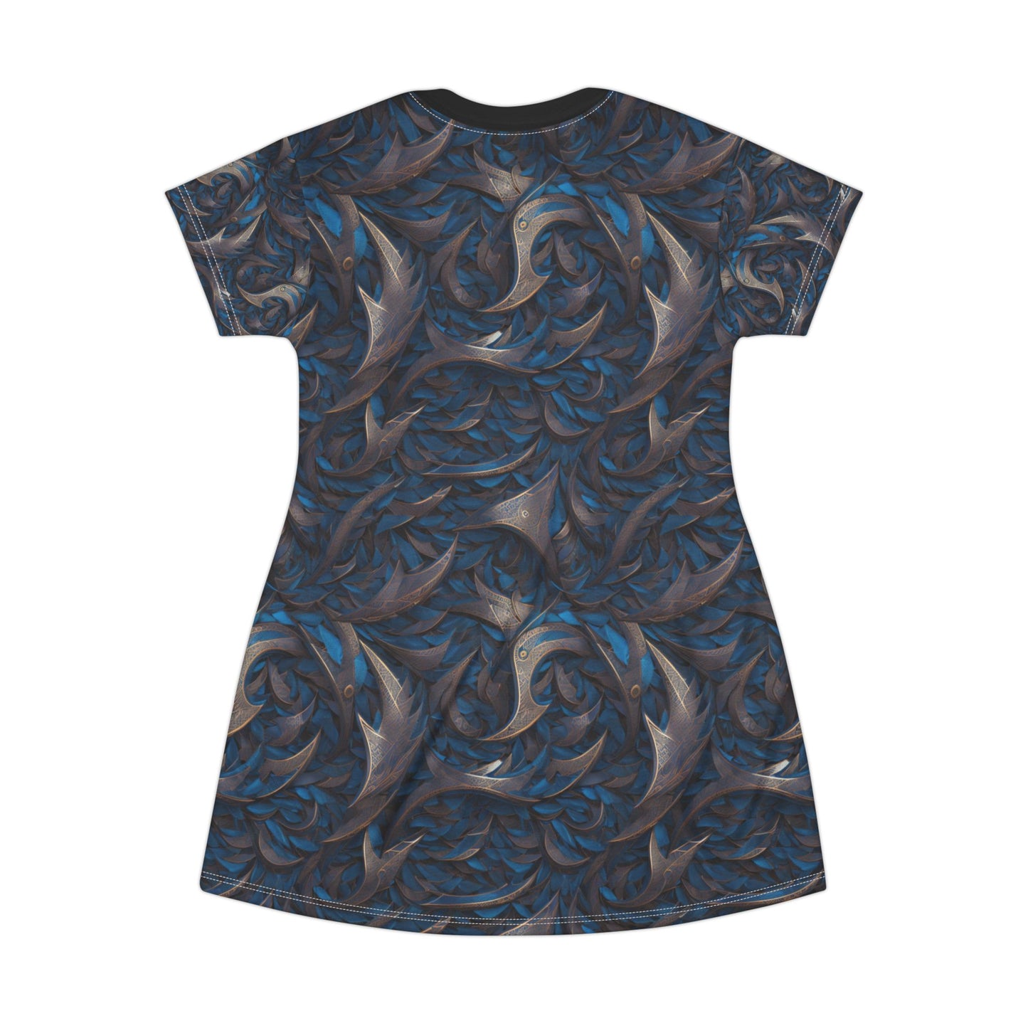Bronze Blades and Blue Feathers Tunic Dress