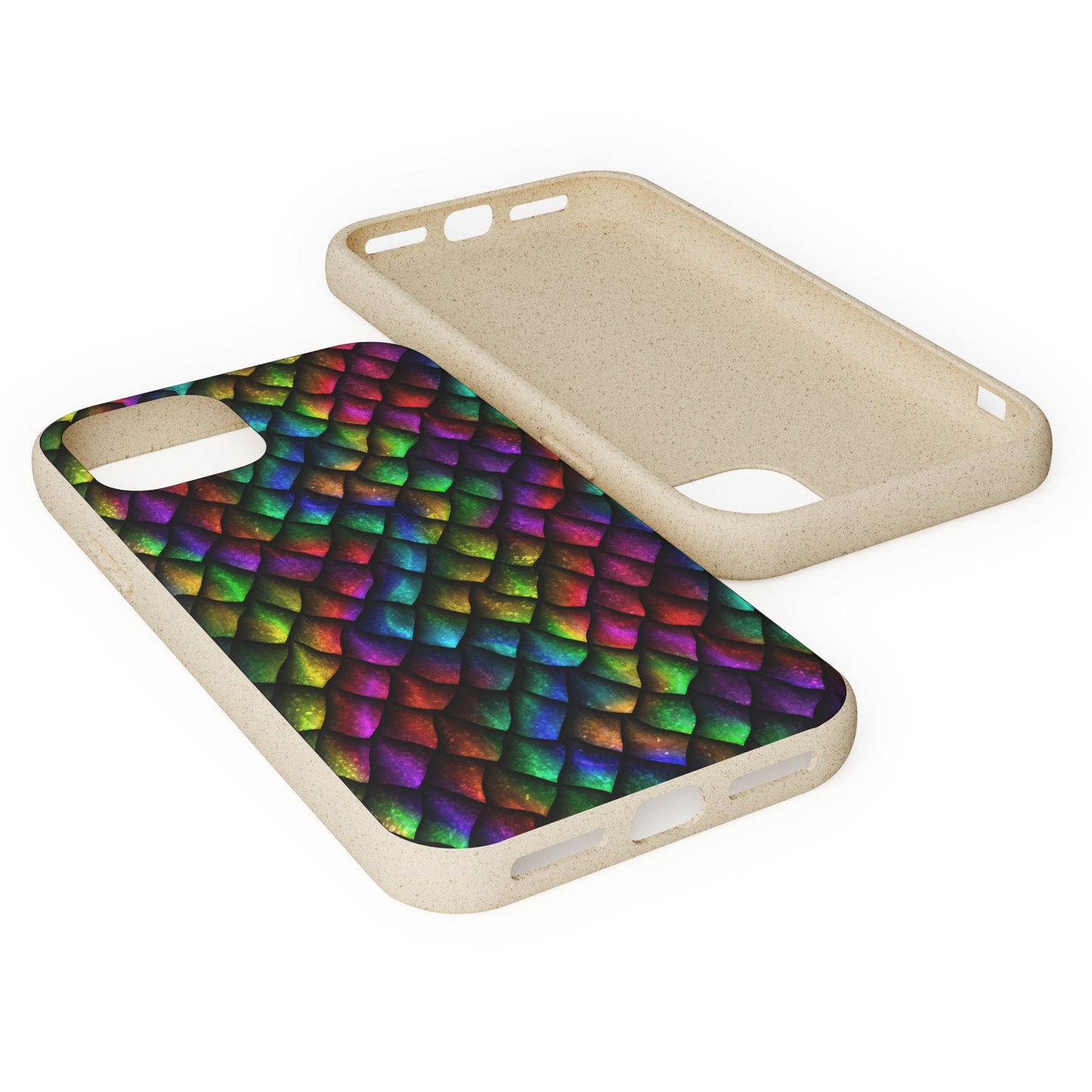 Biodegradable Dragon Scale Pattern Phone Case - Black Rainbow Colors | Eco-Friendly
