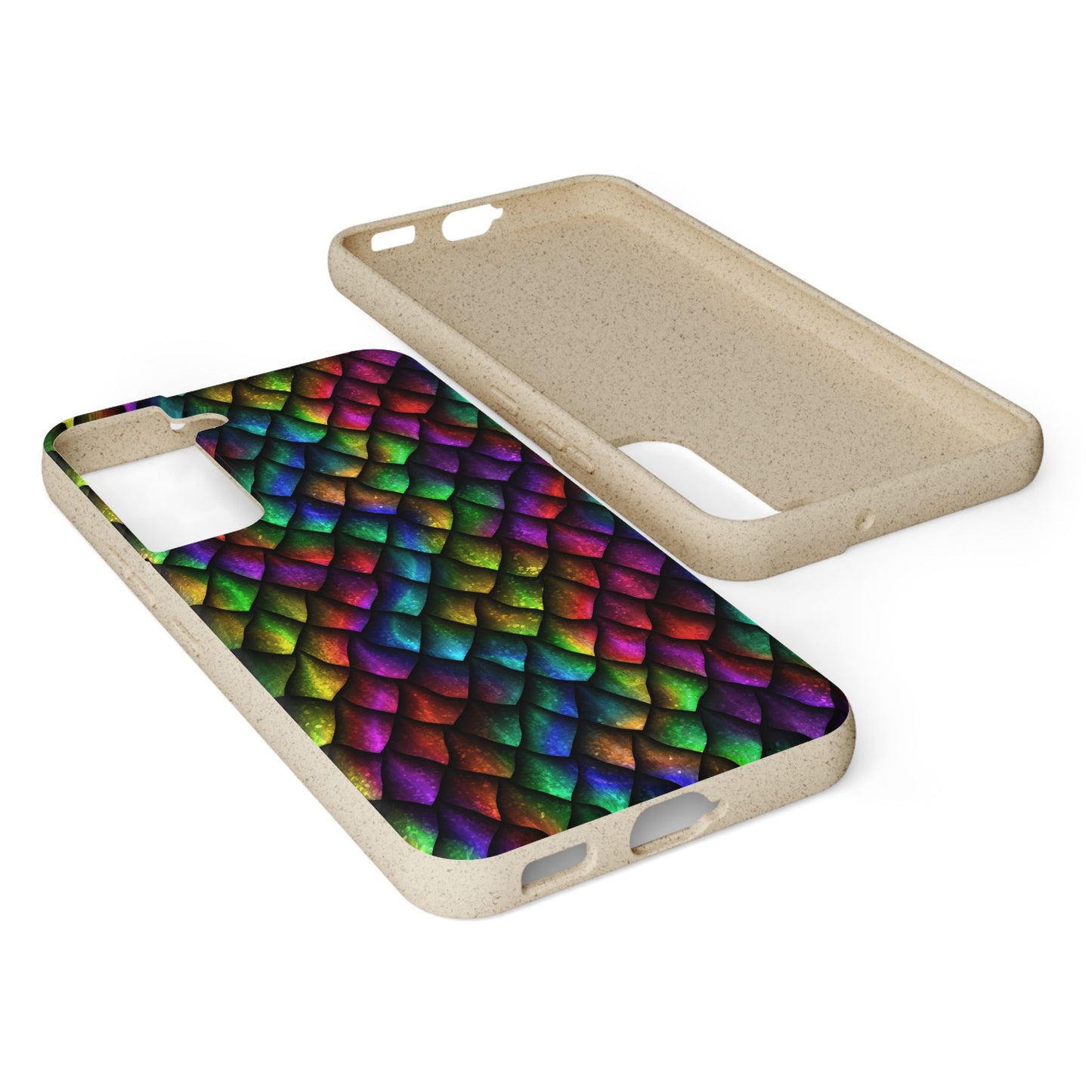 Biodegradable Dragon Scale Pattern Phone Case - Black Rainbow Colors | Eco-Friendly