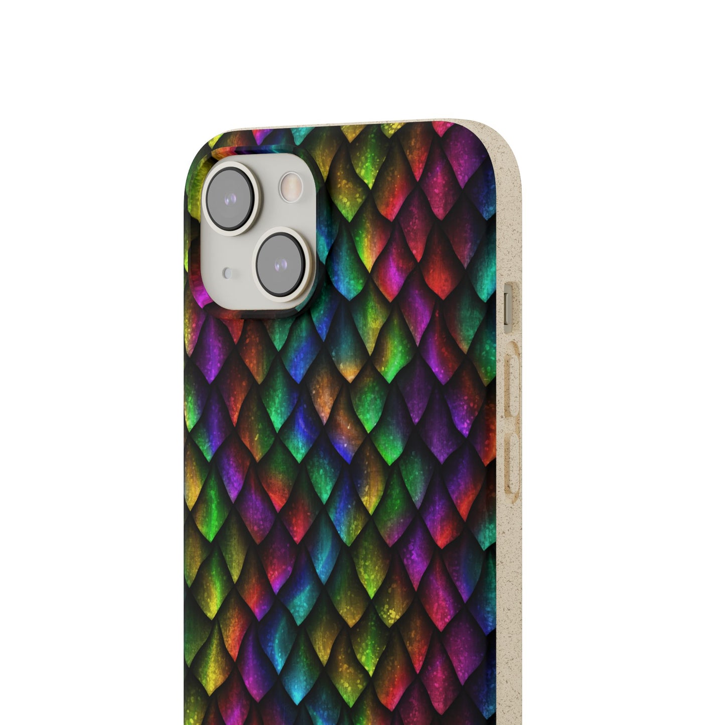 Biodegradable Dragon Scale Pattern Phone Case - Black Rainbow Colors | Eco-Friendly