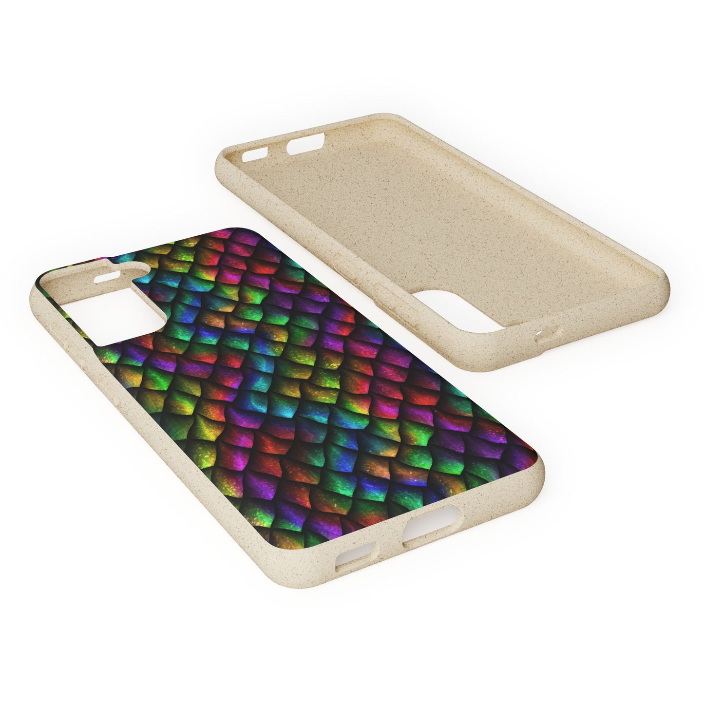 Biodegradable Dragon Scale Pattern Phone Case - Black Rainbow Colors | Eco-Friendly