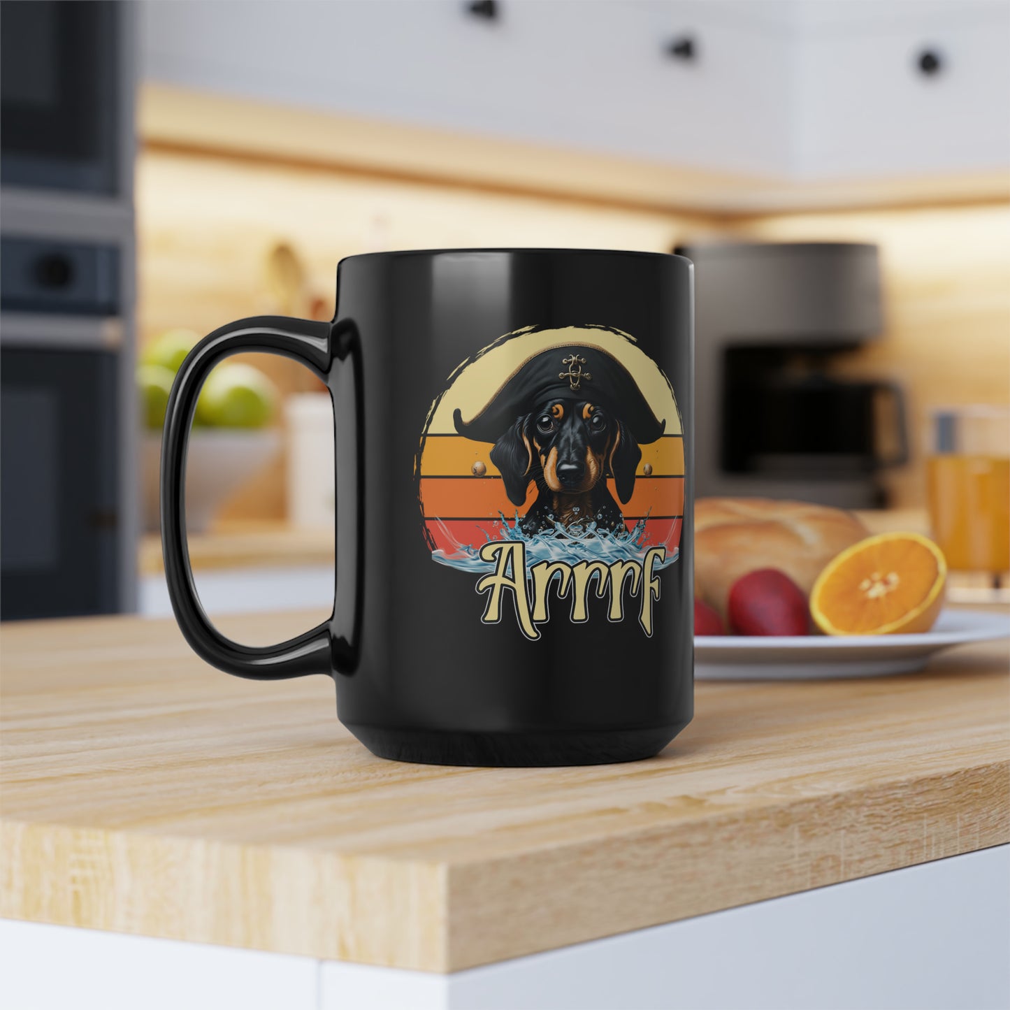 Cute Dachshund Pirate 15oz Mug - Funny "Arrrf" Doggo Pun