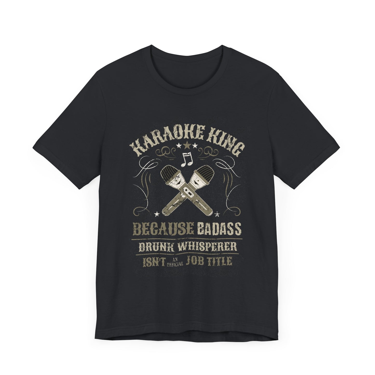 Karaoke King T-Shirt | Funny Drunk Whisperer Tee | Distressed Vintage Style Mic Design