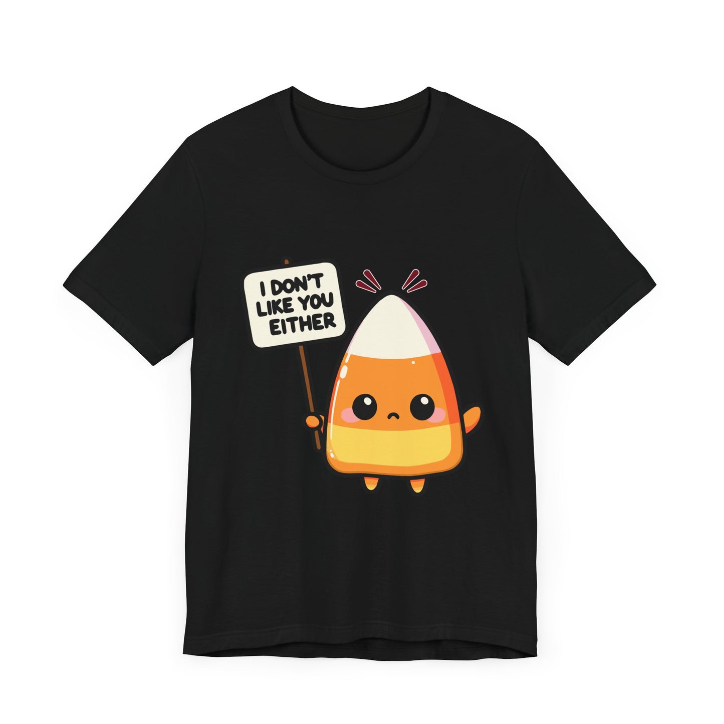 Halloween Candy Corn Tee "I Don't Like You Either" | Front and Back Graphic