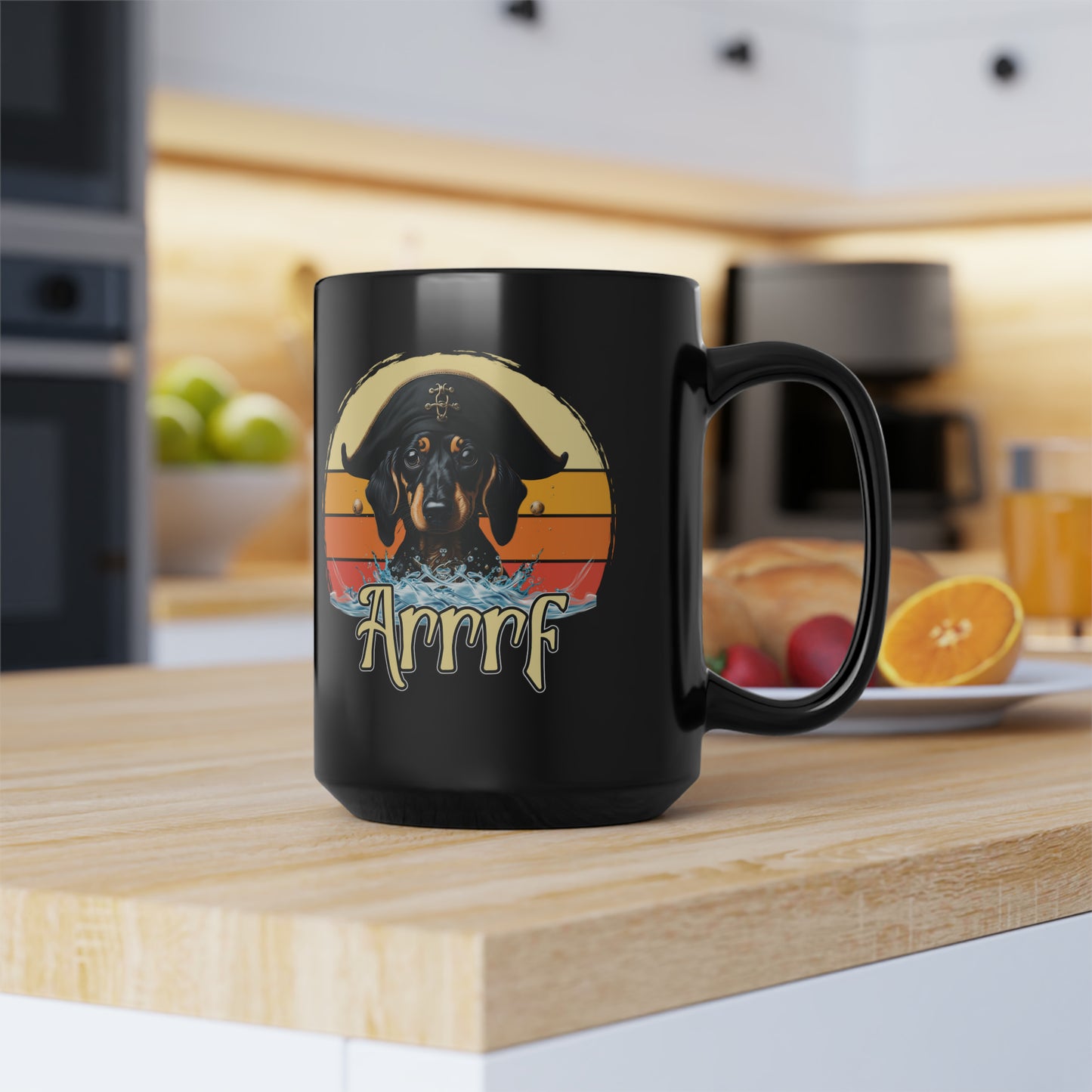 Cute Dachshund Pirate 15oz Mug - Funny "Arrrf" Doggo Pun