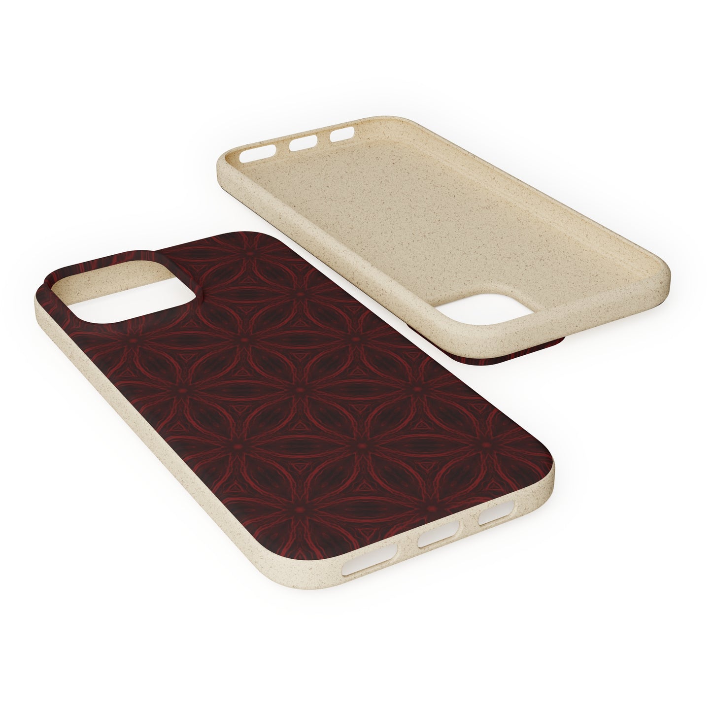 Deep Burgundy and Black Patterned Biodegradable Phone Case