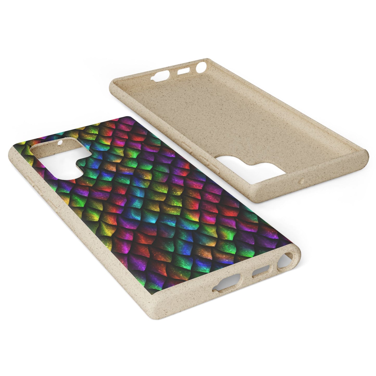 Biodegradable Dragon Scale Pattern Phone Case - Black Rainbow Colors | Eco-Friendly