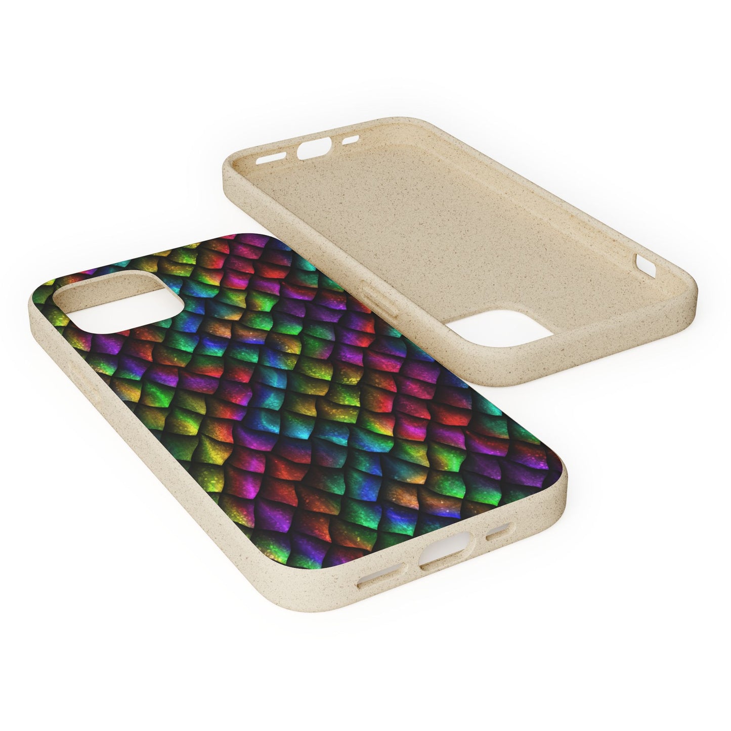 Biodegradable Dragon Scale Pattern Phone Case - Black Rainbow Colors | Eco-Friendly