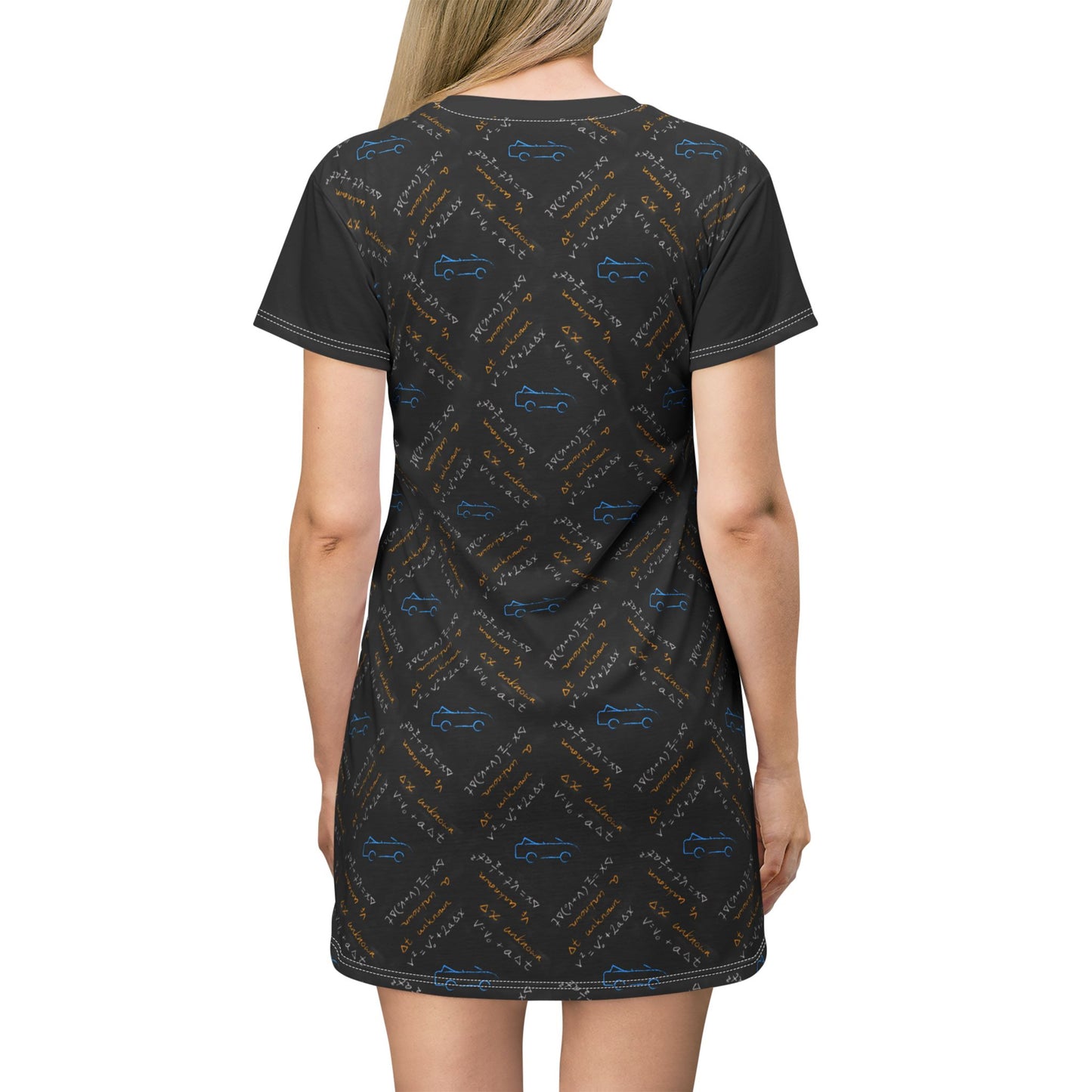 T-Shirt Dress | Physics Chalkboard: Kinematic Equations | Science Teacher Tunic