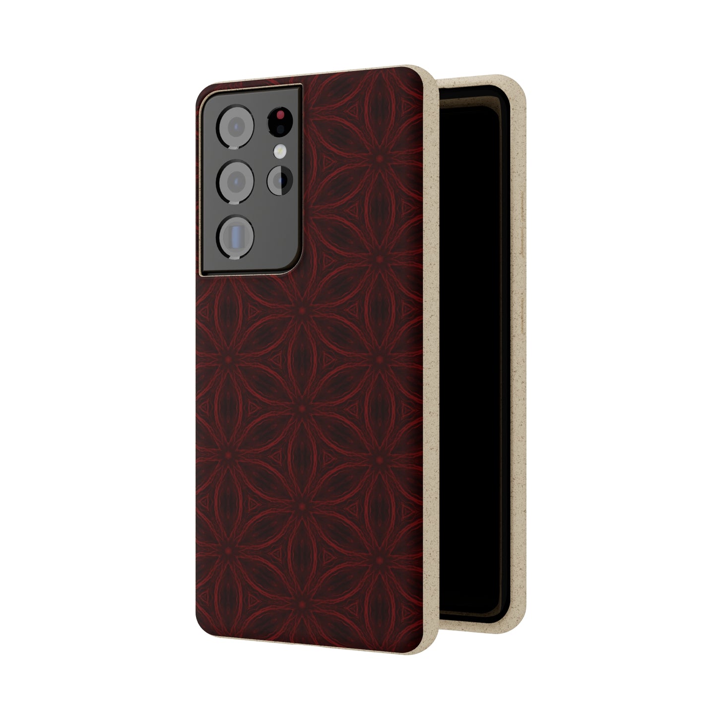 Deep Burgundy and Black Patterned Biodegradable Phone Case