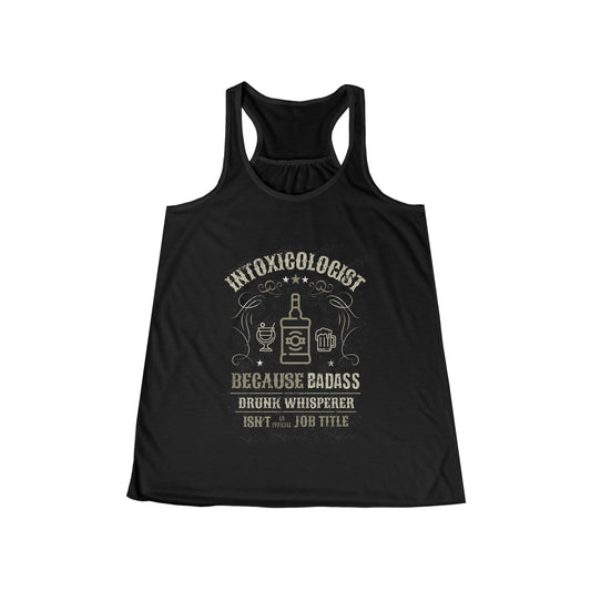 Intoxicologist Bartender Ladies Racerback Tank – Funny Black Flowy Top for Bartending Pros