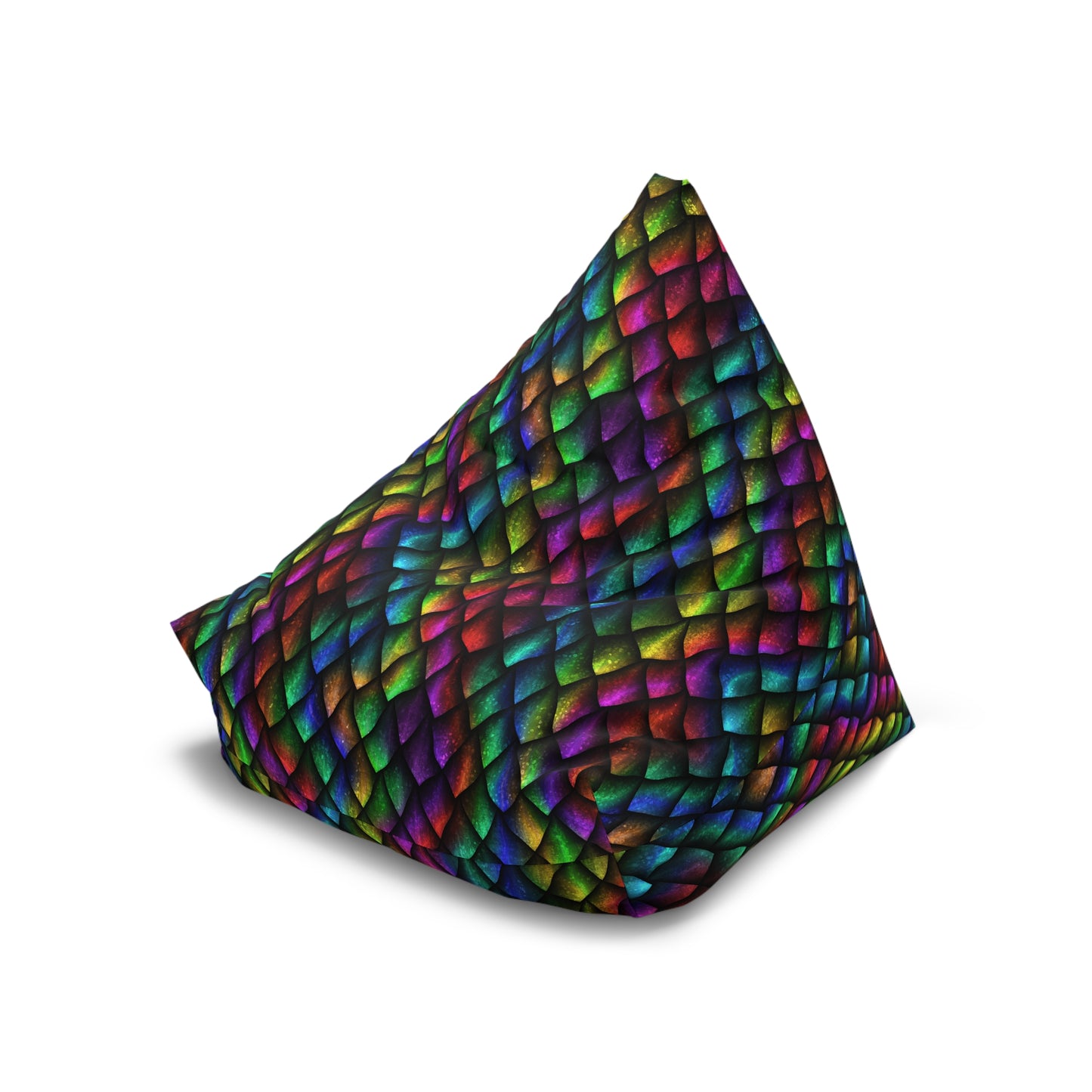 Dragon Scale Pattern Beanbag Chair Cover - Dark Rainbow Colors