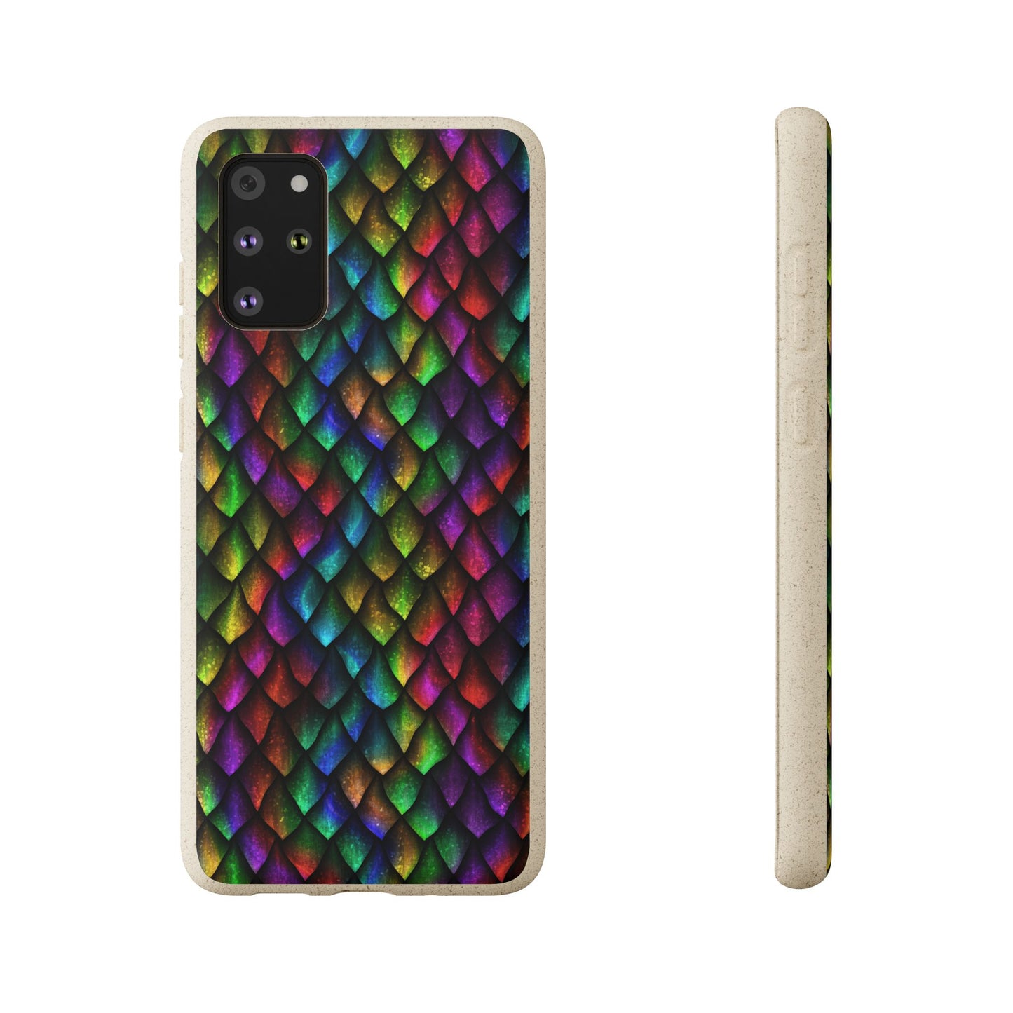 Biodegradable Dragon Scale Pattern Phone Case - Black Rainbow Colors | Eco-Friendly