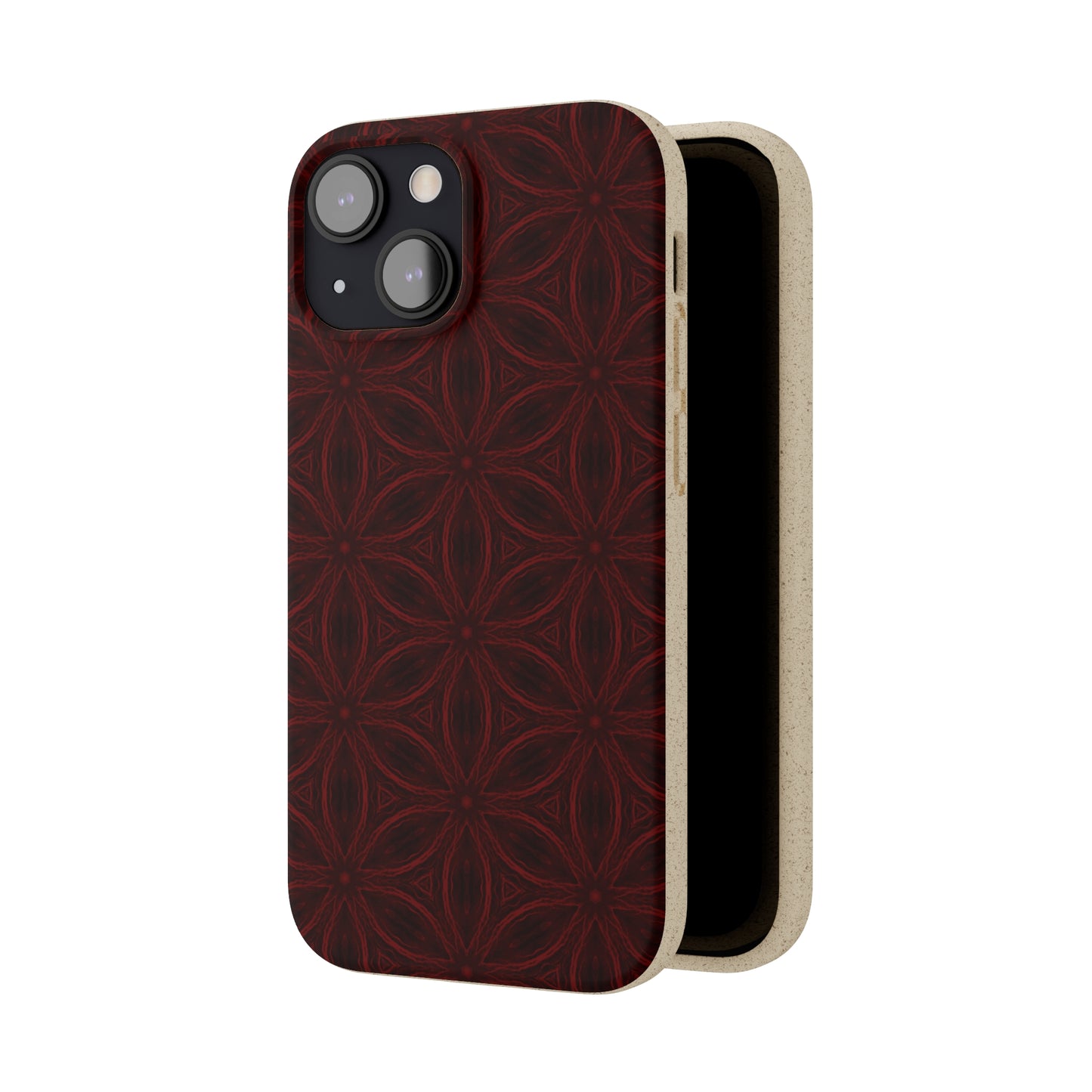 Deep Burgundy and Black Patterned Biodegradable Phone Case