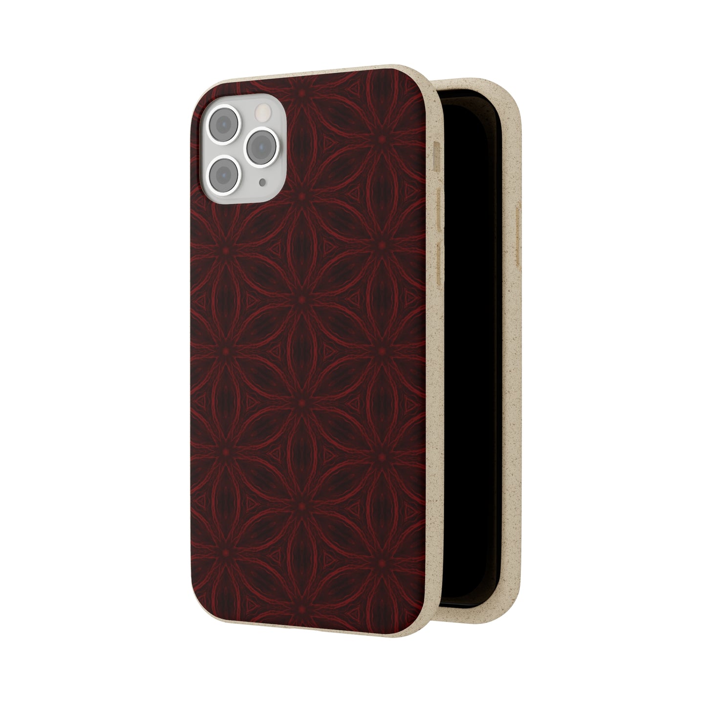 Deep Burgundy and Black Patterned Biodegradable Phone Case